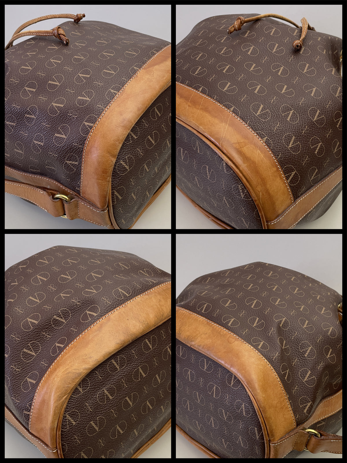 Valentino Garavani - Secchio Monogram Portabilità Zaino Vintage Marrone