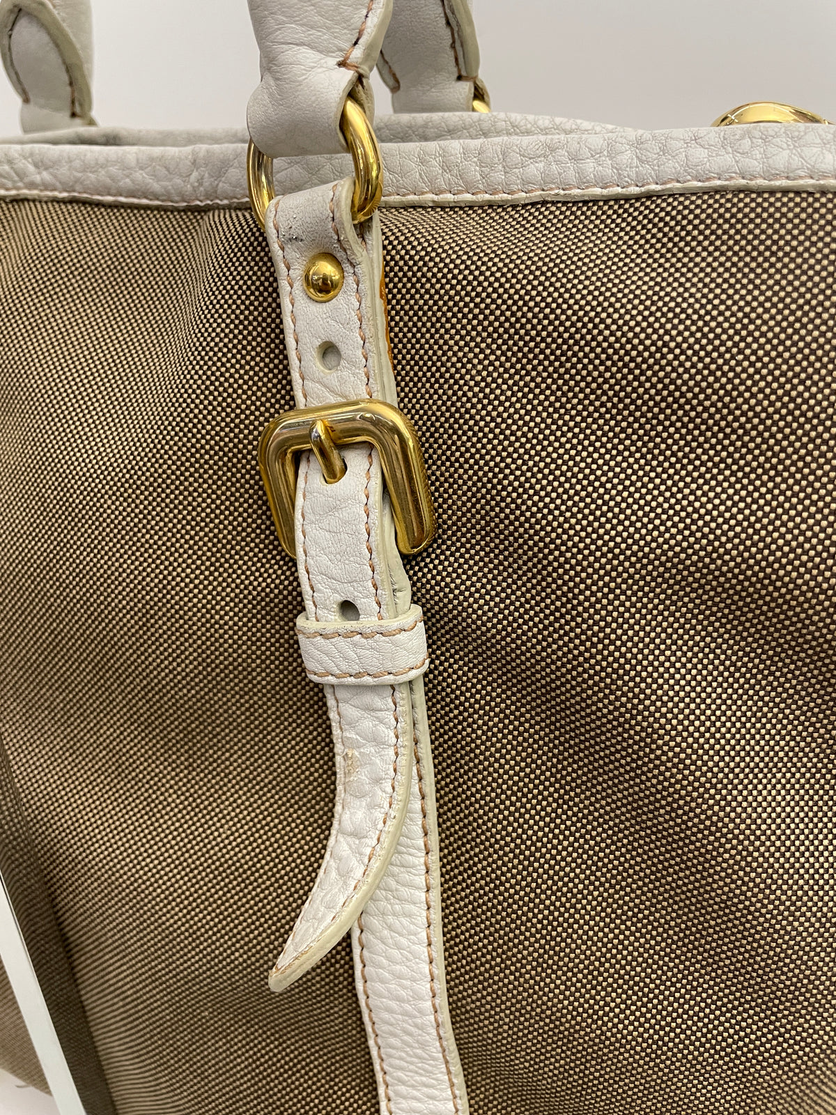 Prada - Tote/Mini Shopper Logo Jacquard Beige/Avorio con Tracolla