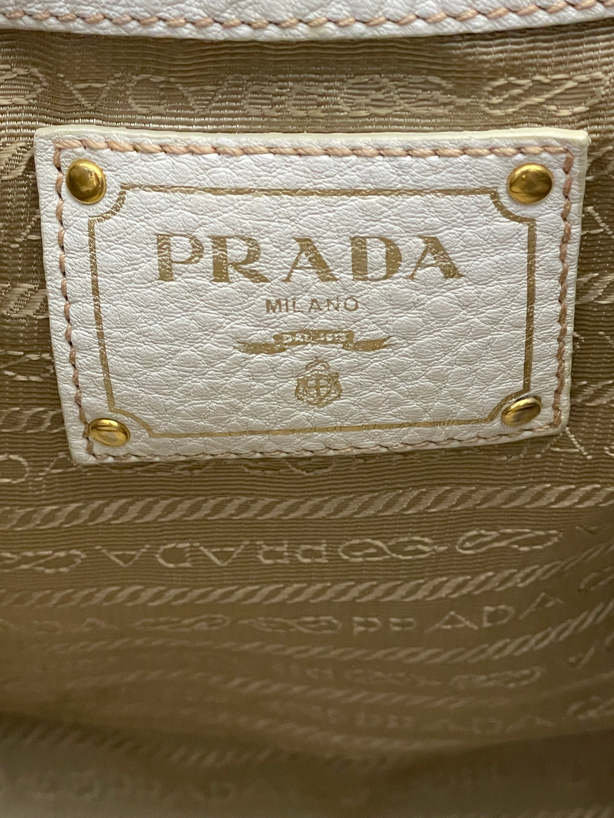 Prada - Tote/Mini Shopper Logo Jacquard Beige/Avorio con Tracolla