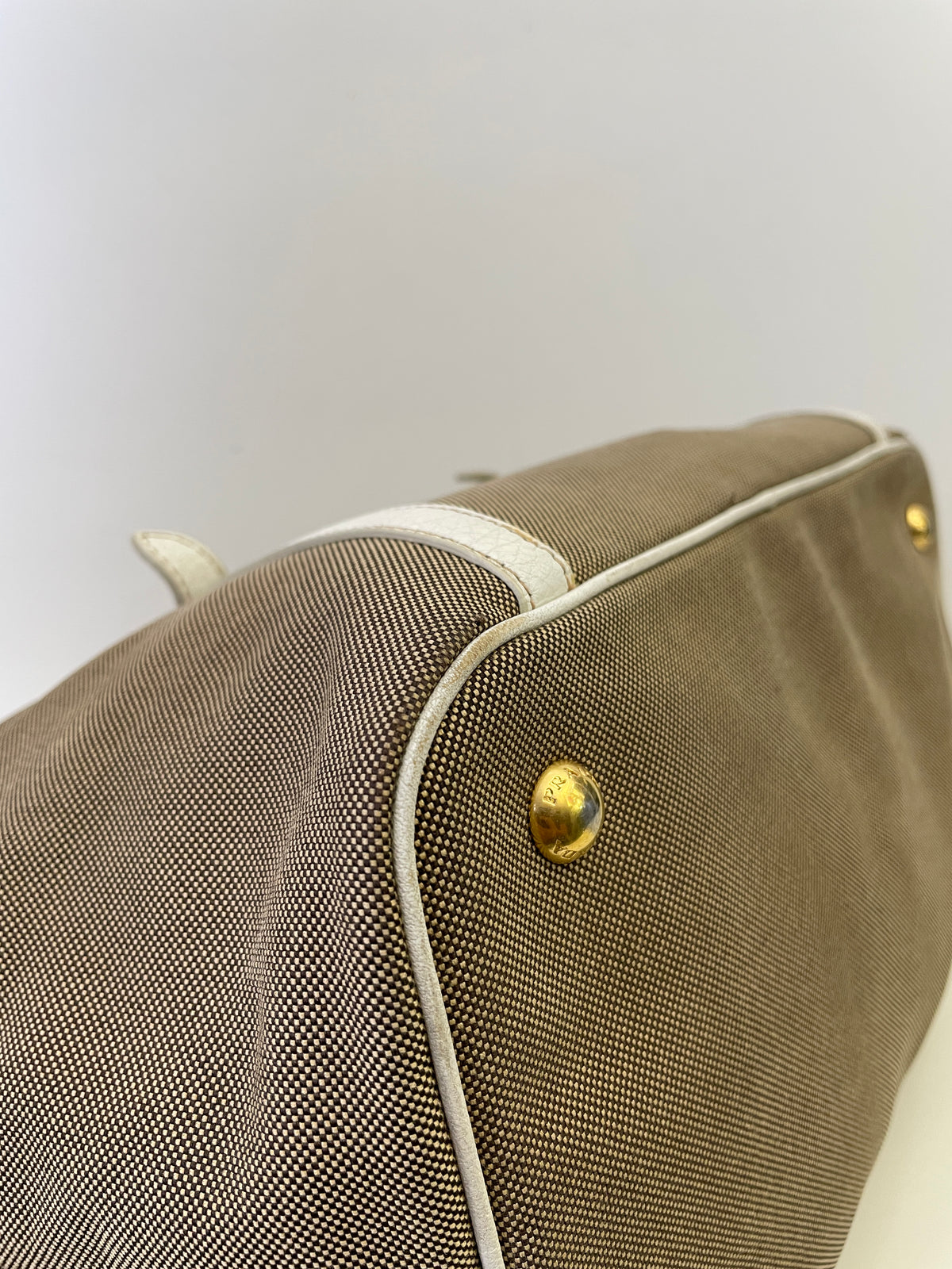 Prada - Tote/Mini Shopper Logo Jacquard Beige/Avorio con Tracolla