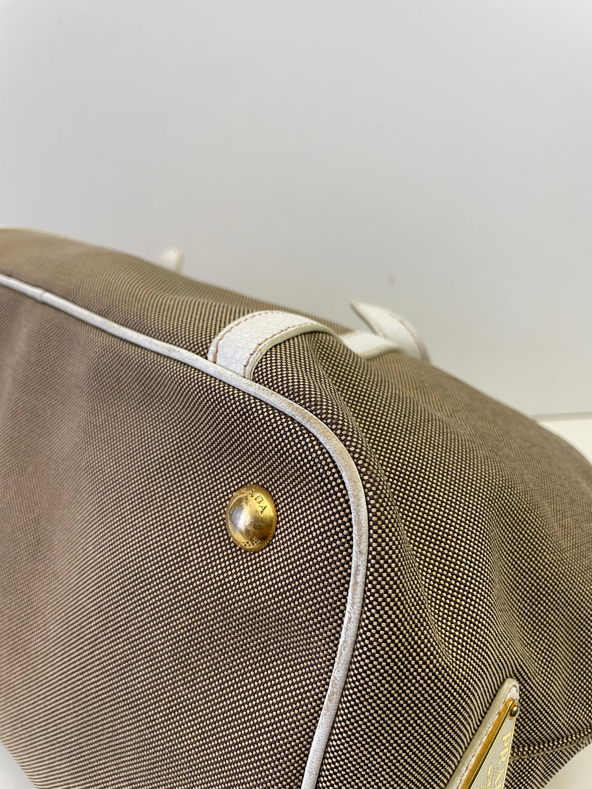 Prada - Tote/Mini Shopper Logo Jacquard Beige/Avorio con Tracolla