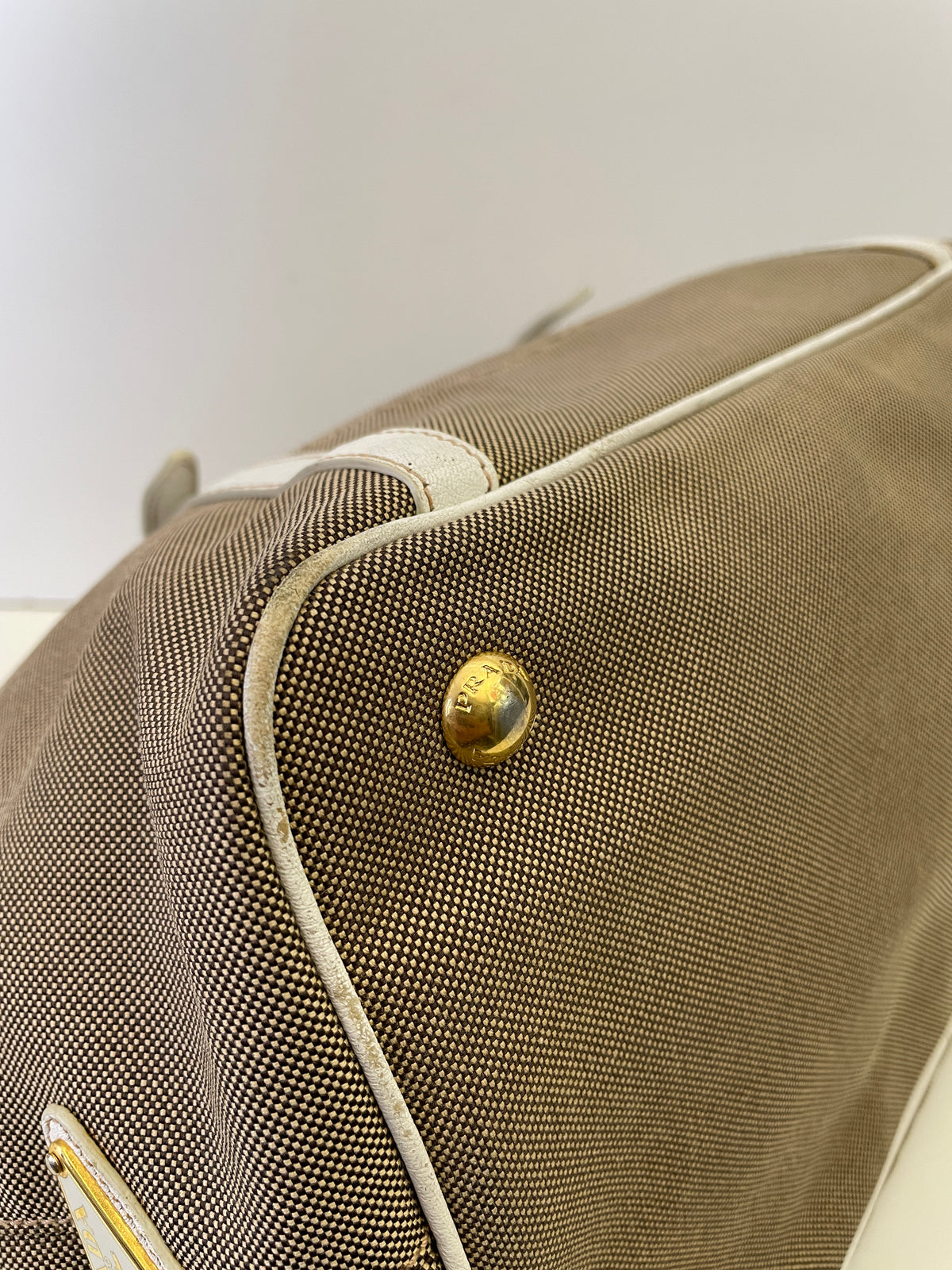 Prada - Tote/Mini Shopper Logo Jacquard Beige/Avorio con Tracolla