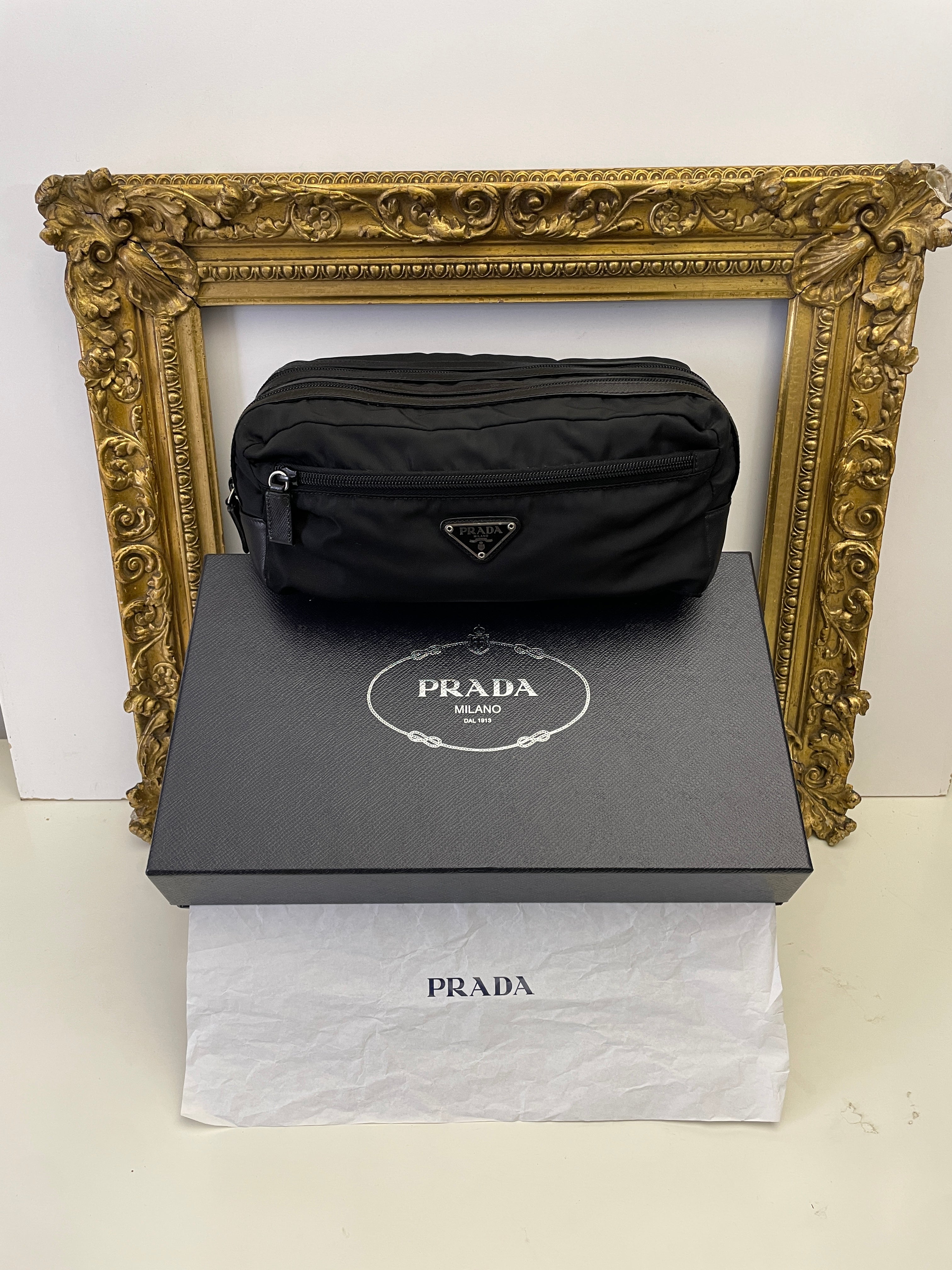 Prada - Trousse Doppia Toilette da Viaggio Re-Nylon e Saffiano Nera