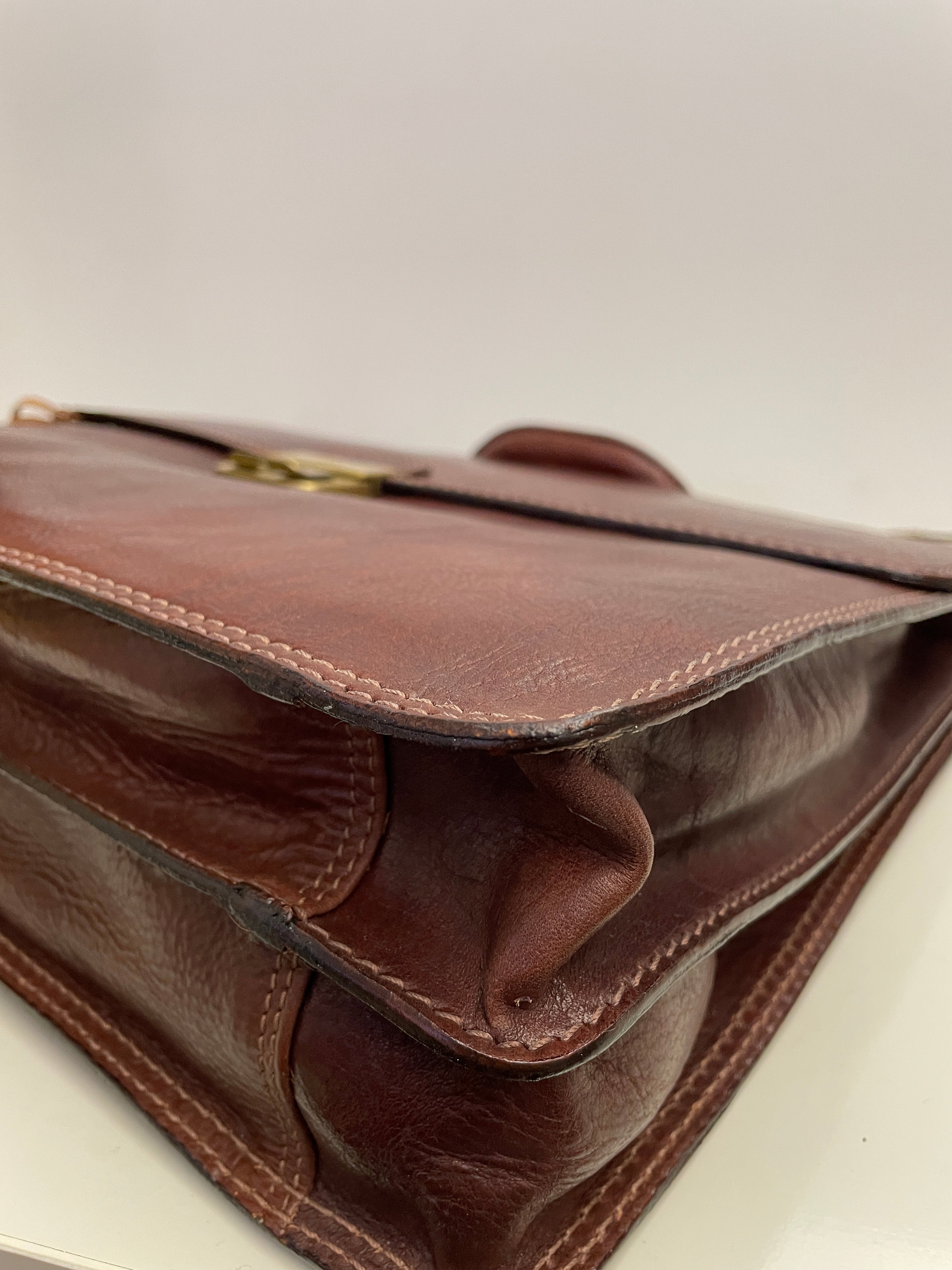 The Bridge - Cartella A Mano In Pelle Marrone Con Dustbag verde