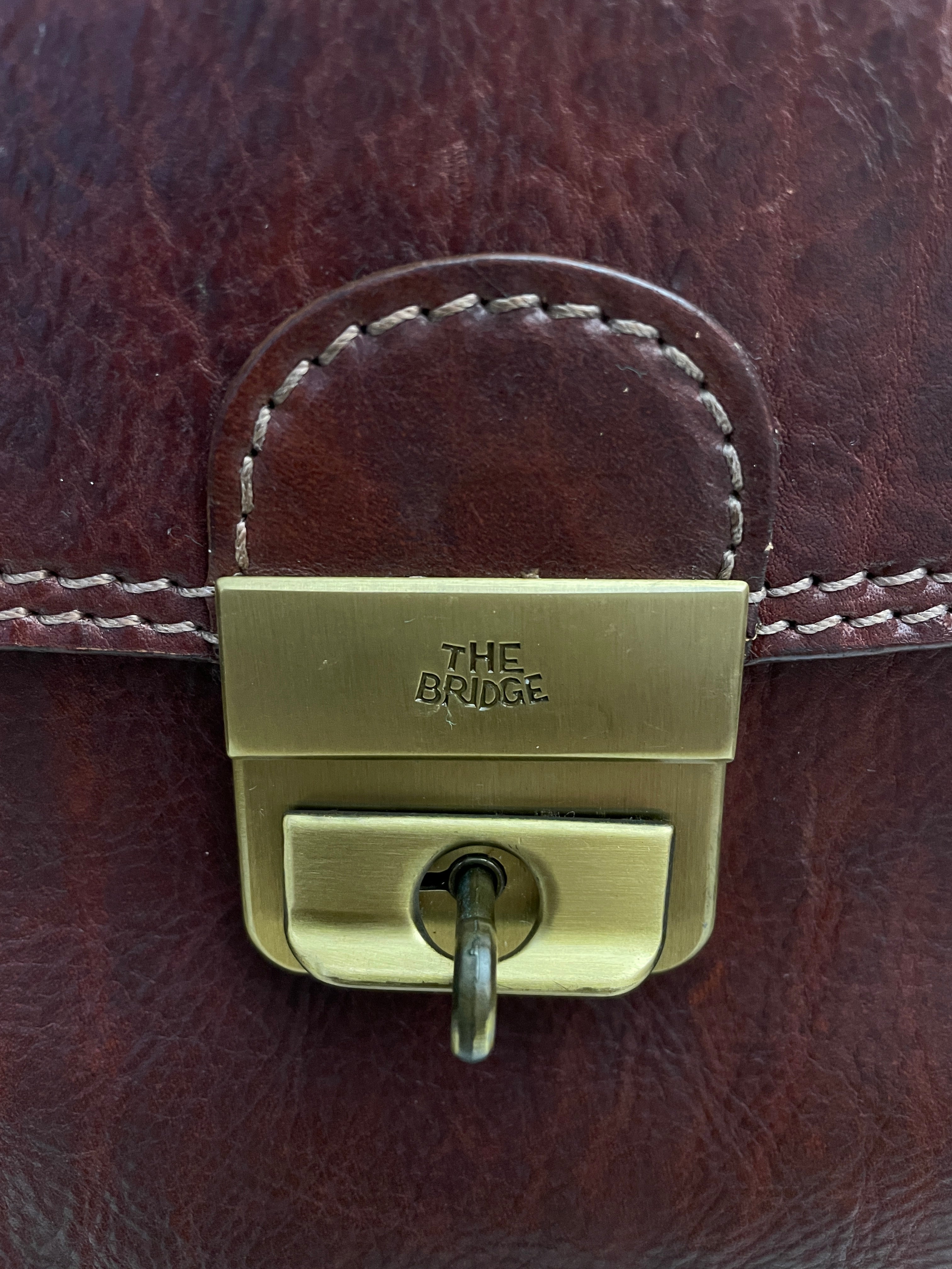 The Bridge - Cartella A Mano In Pelle Marrone Con Dustbag verde