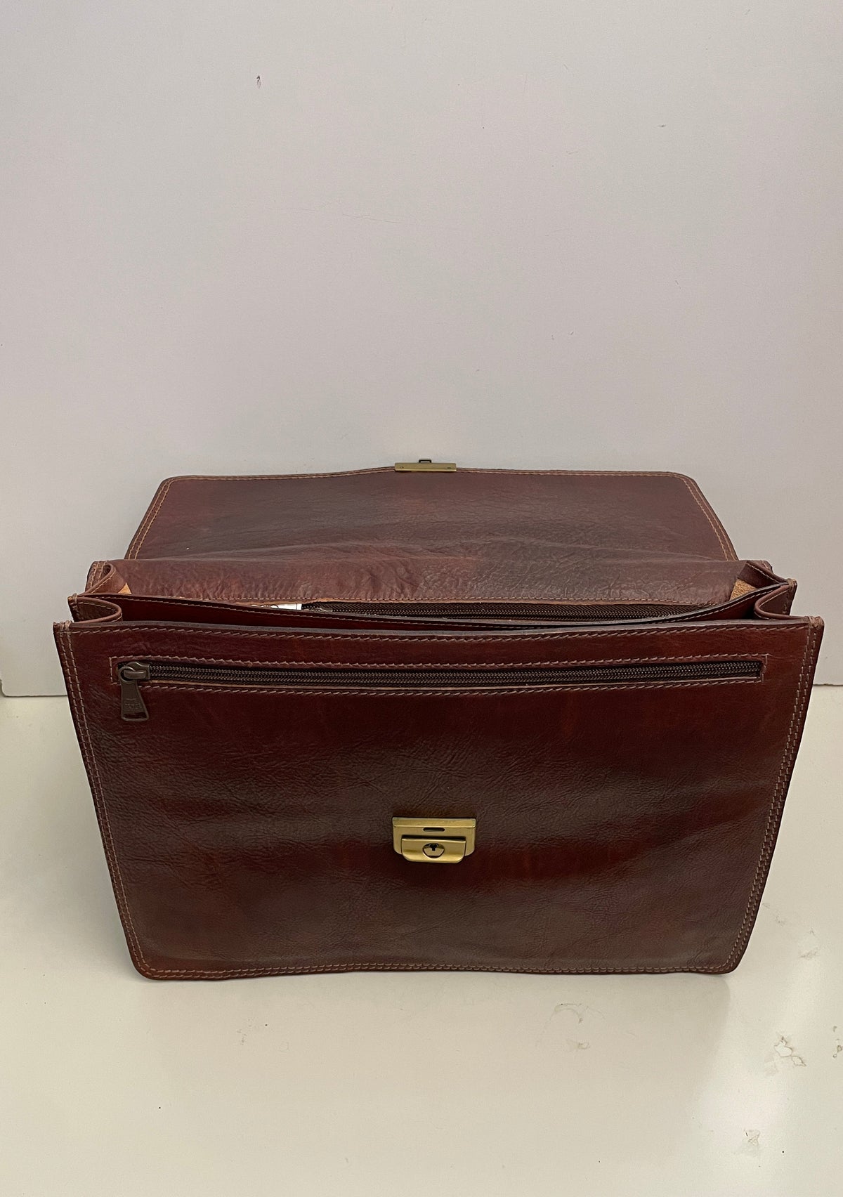 The Bridge - Cartella A Mano In Pelle Marrone Con Dustbag verde
