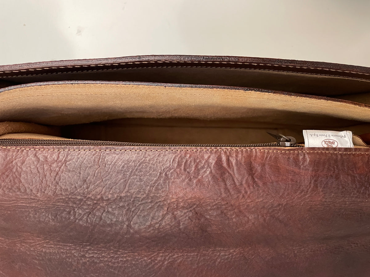 The Bridge - Cartella A Mano In Pelle Marrone Con Dustbag verde