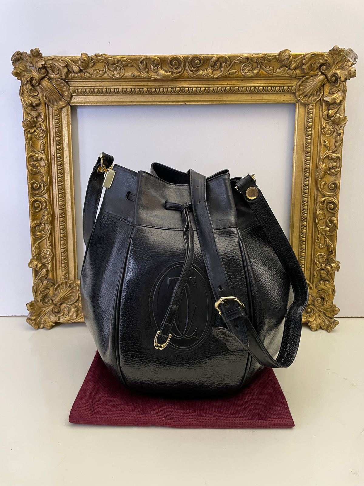 Cartier - Secchiello Bombato Double-face in Pelle Nero Vintage