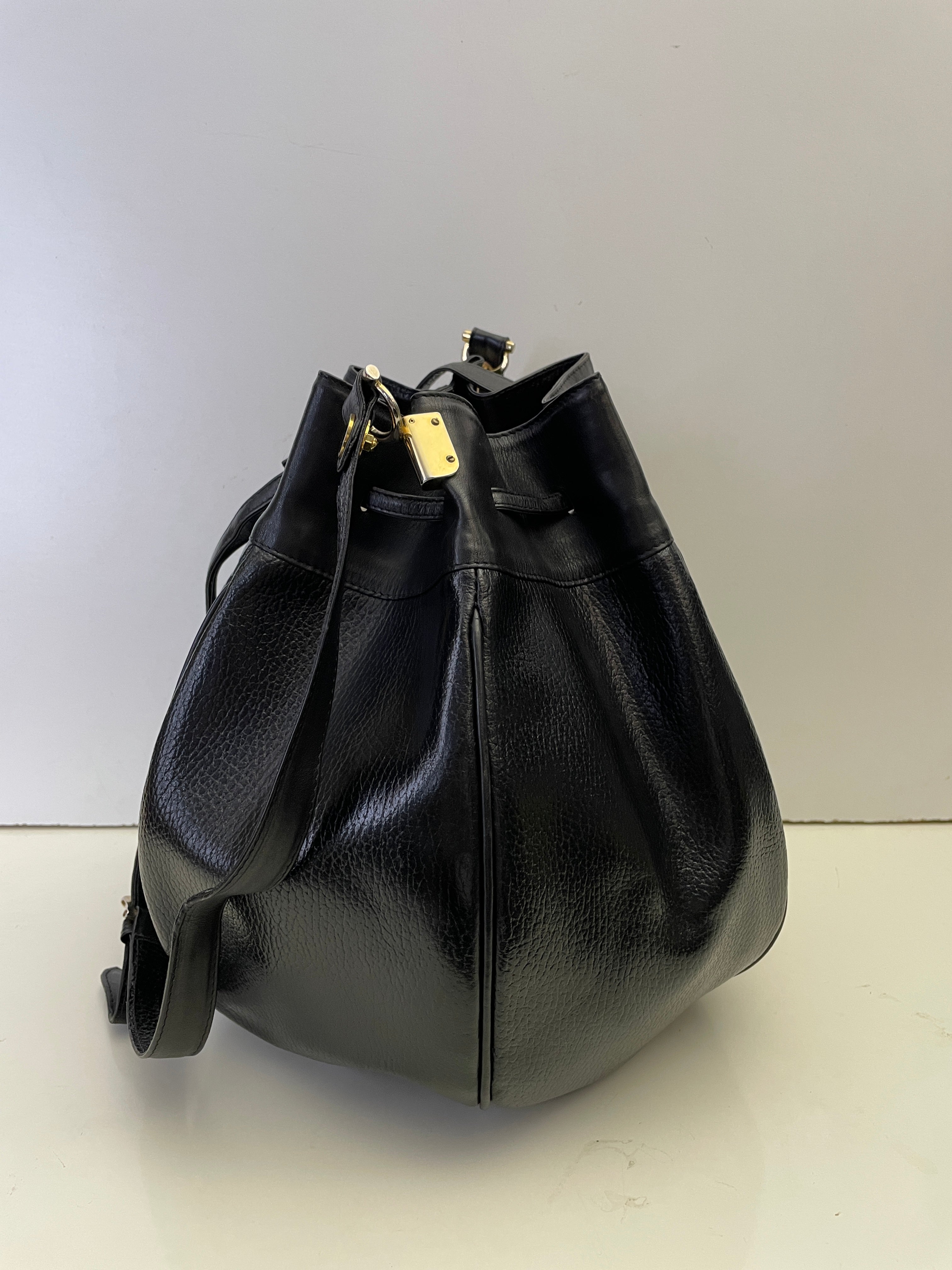 Cartier - Secchiello Bombato Double-face in Pelle Nero Vintage