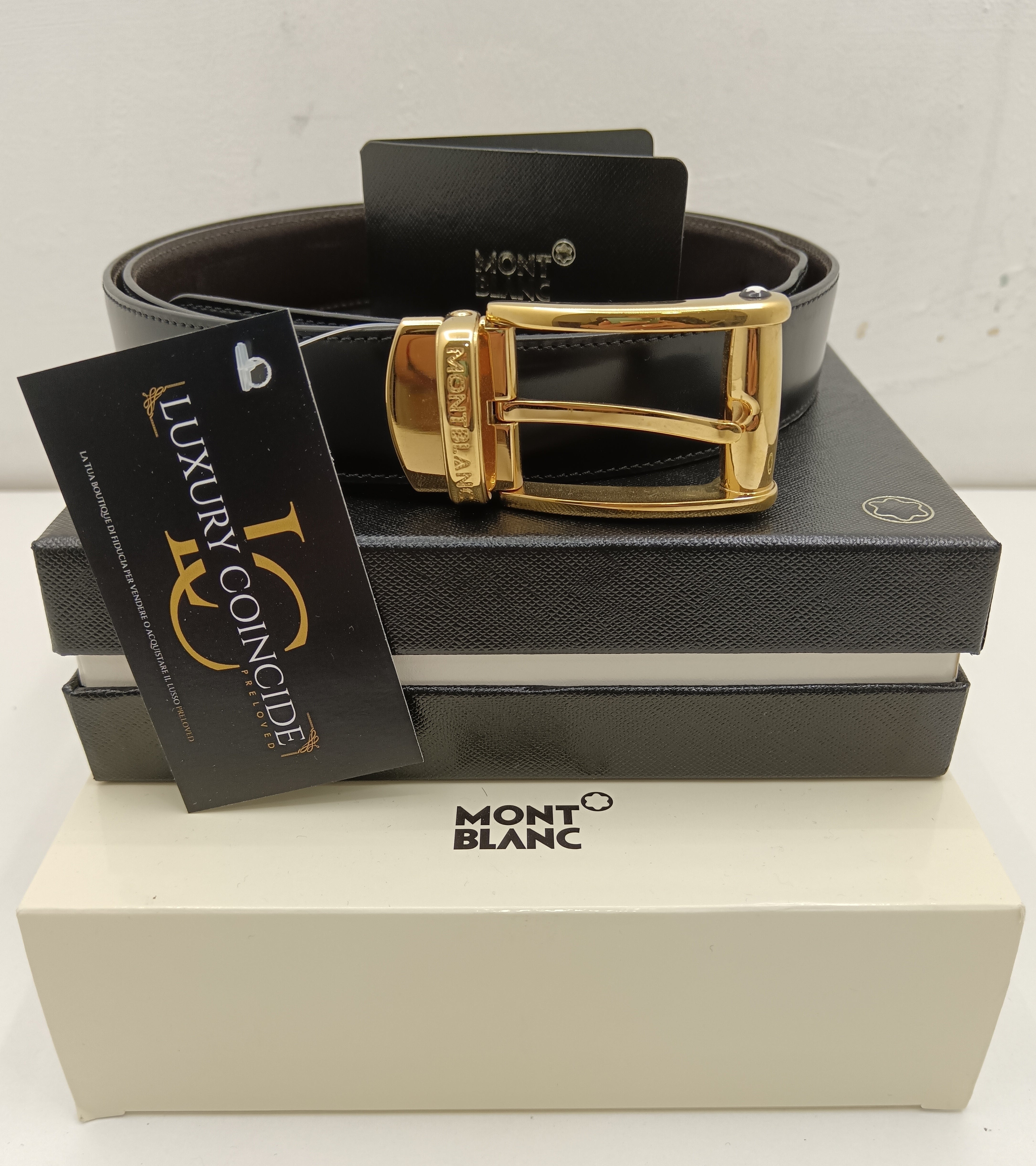 Montblanc Cintura da Uomo Reversibile pelle nera Nuova Full Set