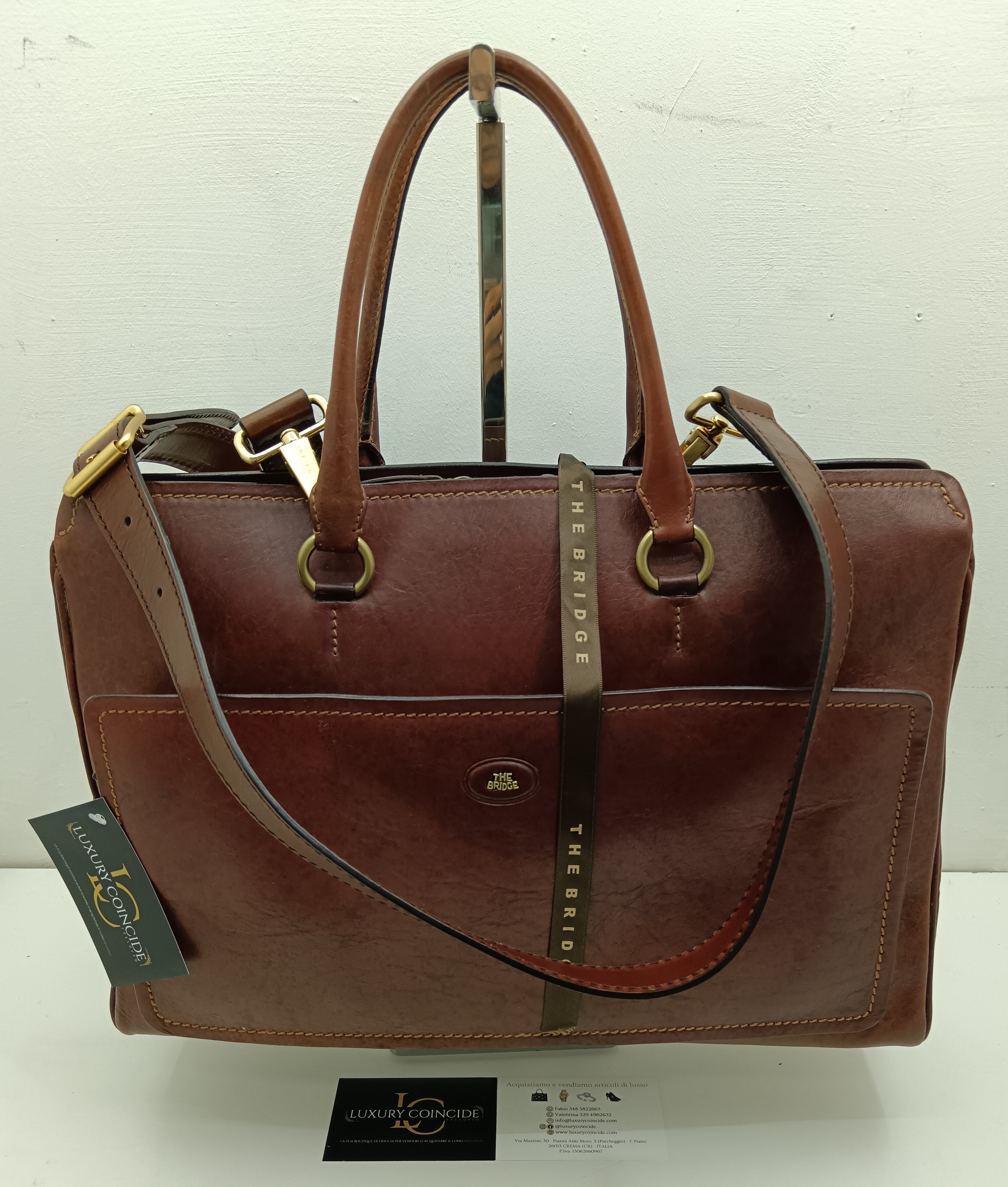 The Bridge – Borsa Cartella Donna a spalla linea Story pelle marrone