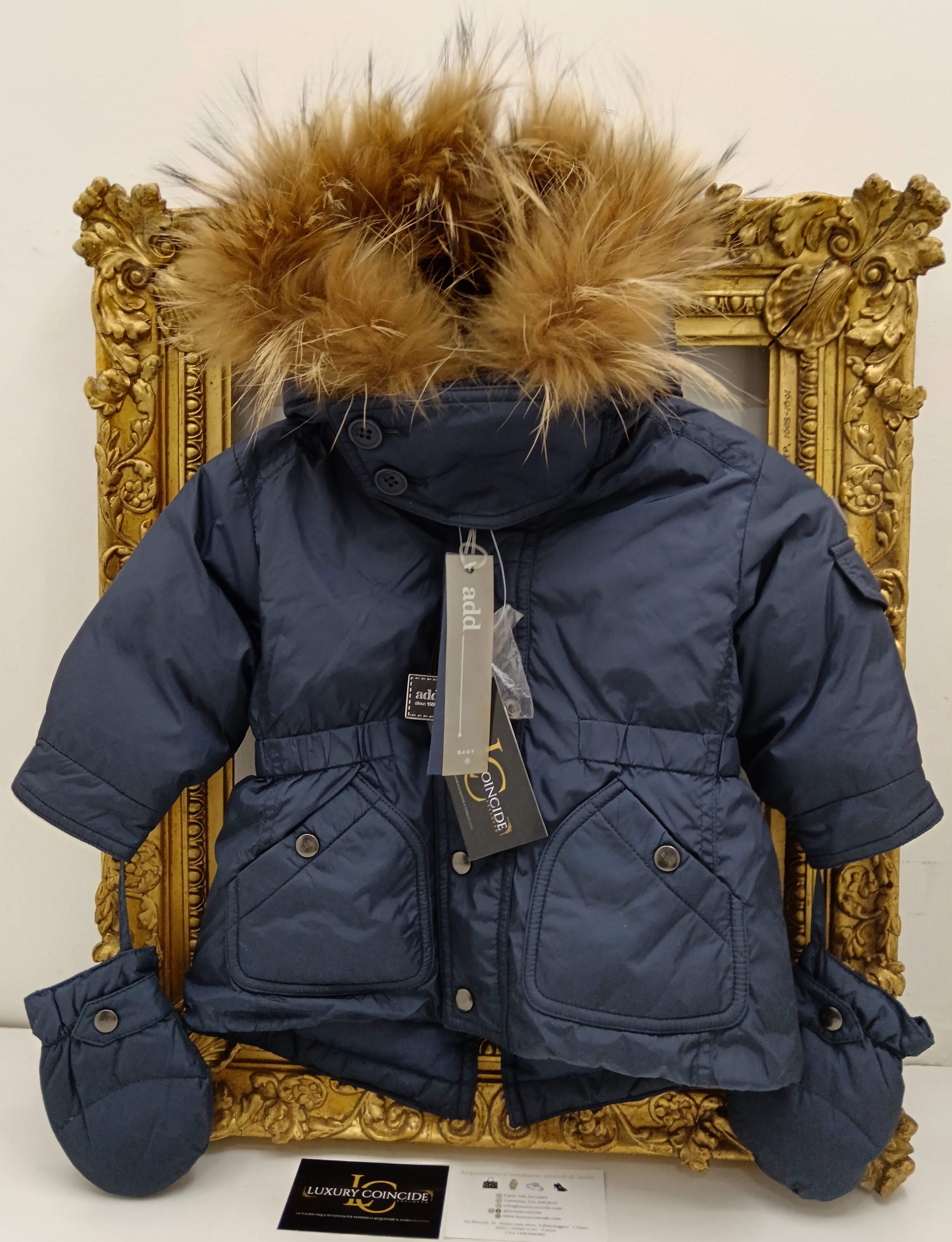 Add – Piumino Parka 1460V Blu Piuma d’Oca Neonato 6 mesi Nuovo