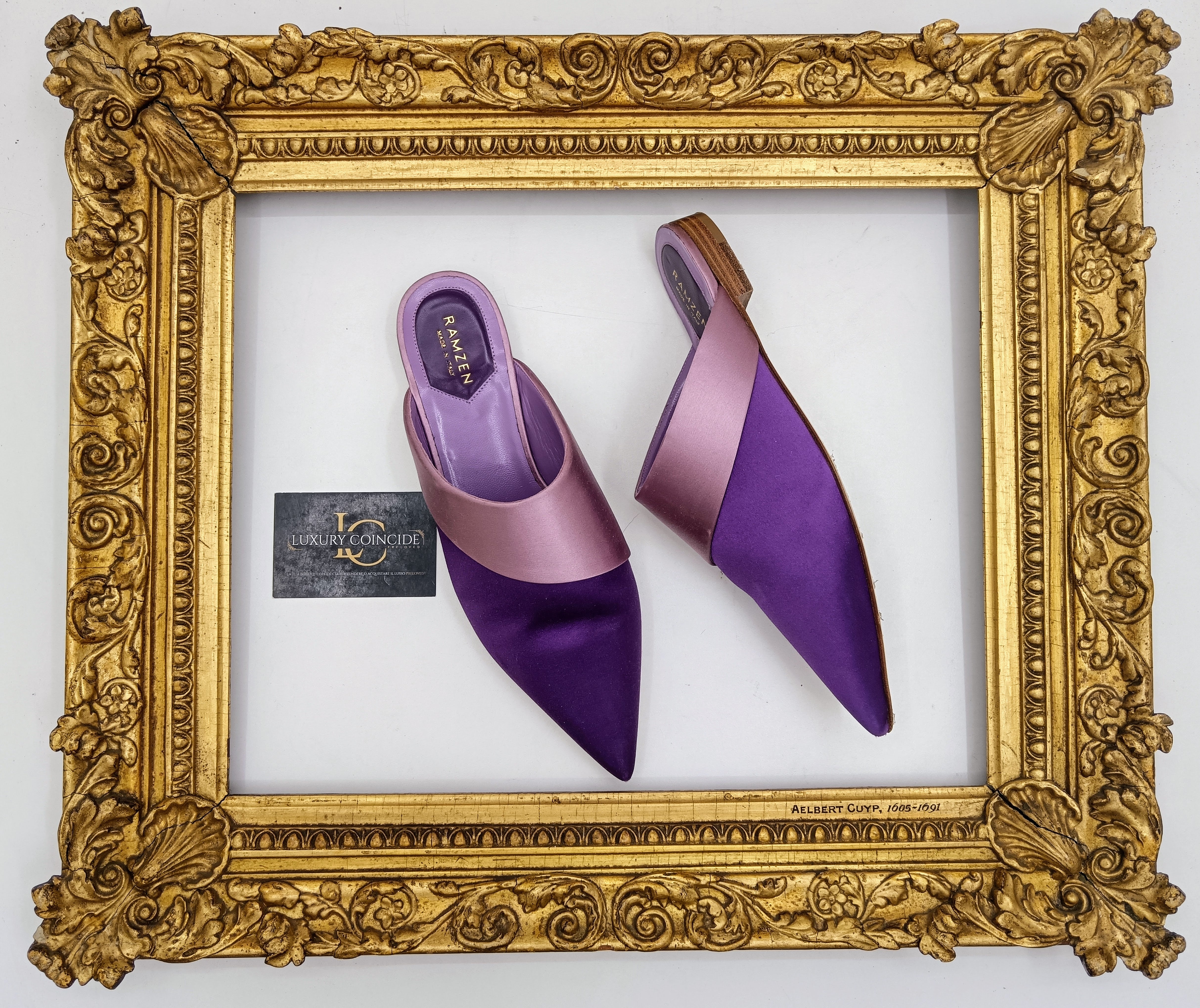 Ramzen – Ciabatte Orientali Slipper Pura Seta Viola e Lilla nuove