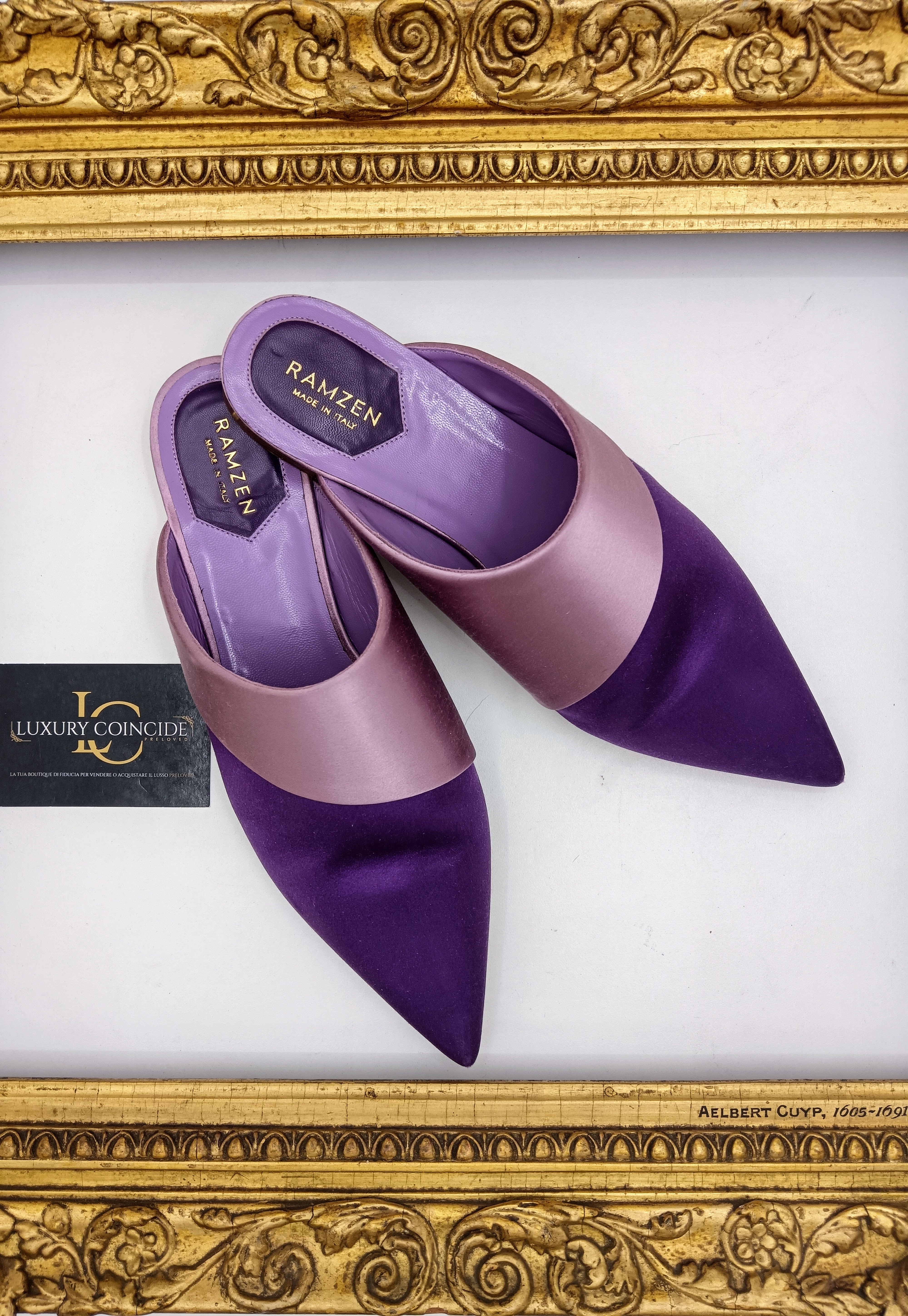 Ramzen – Ciabatte Orientali Slipper Pura Seta Viola e Lilla nuove