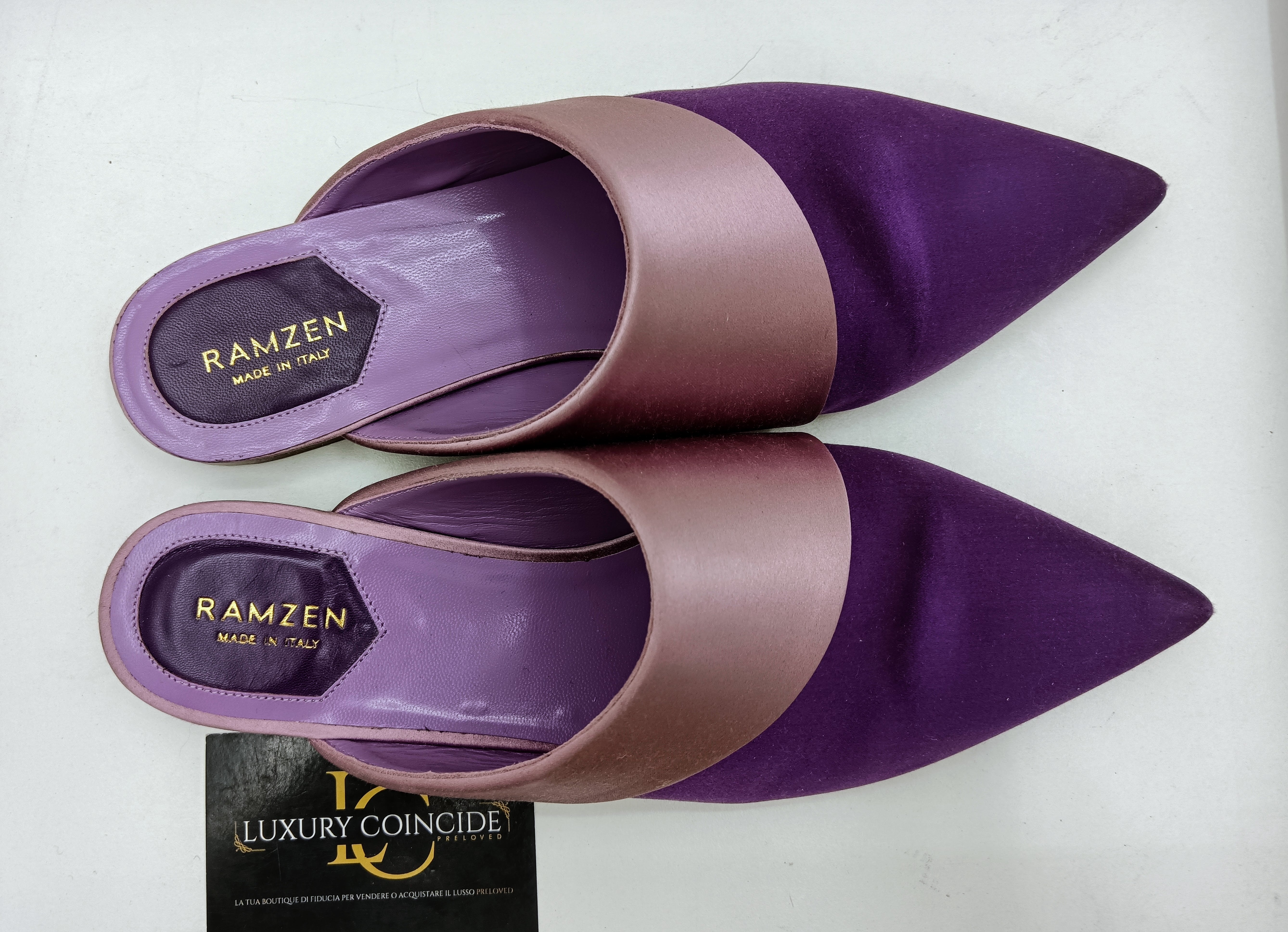 Ramzen – Ciabatte Orientali Slipper Pura Seta Viola e Lilla nuove