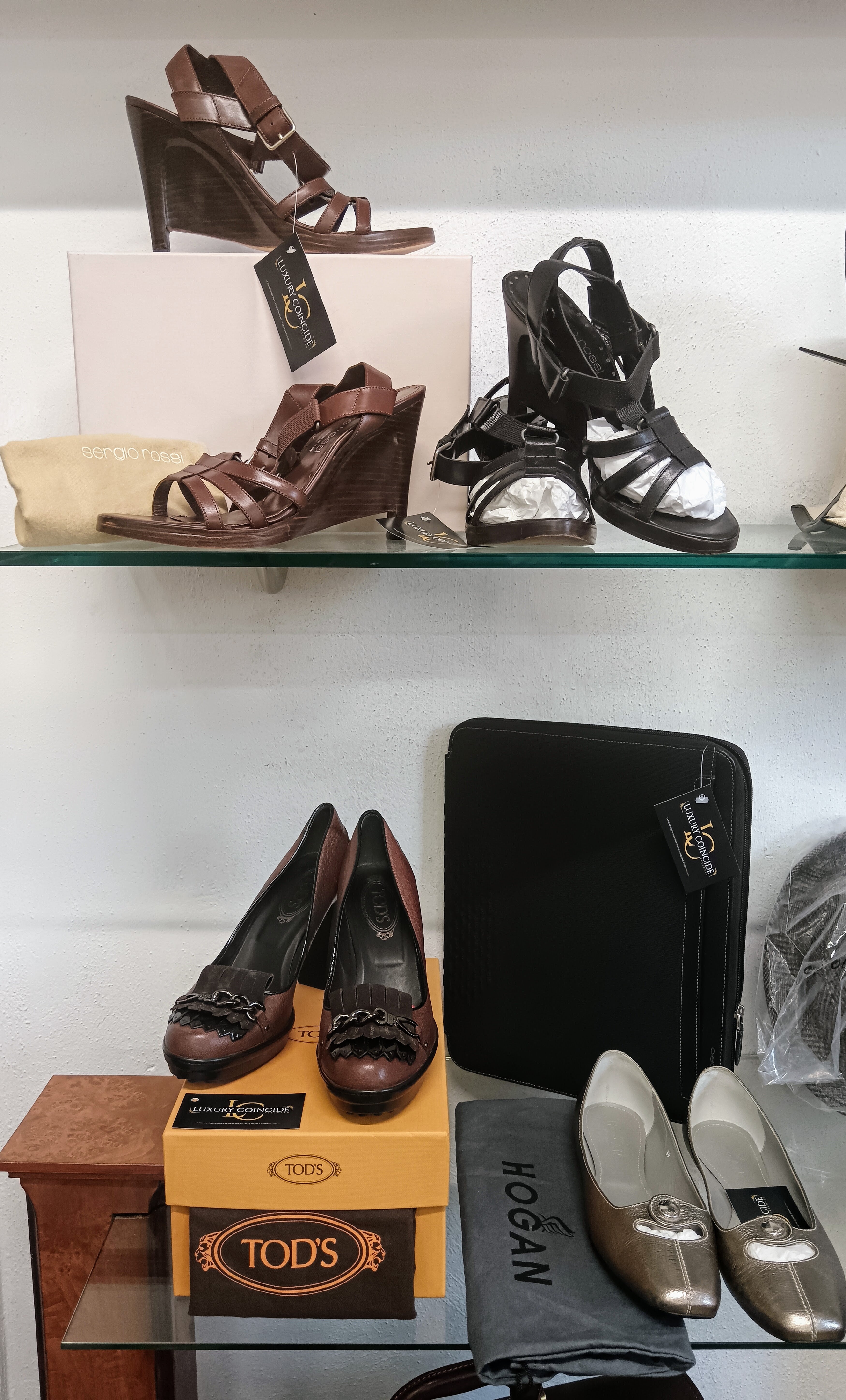 Sergio Rossi – Sandali Donna Legno e Pelle Nera