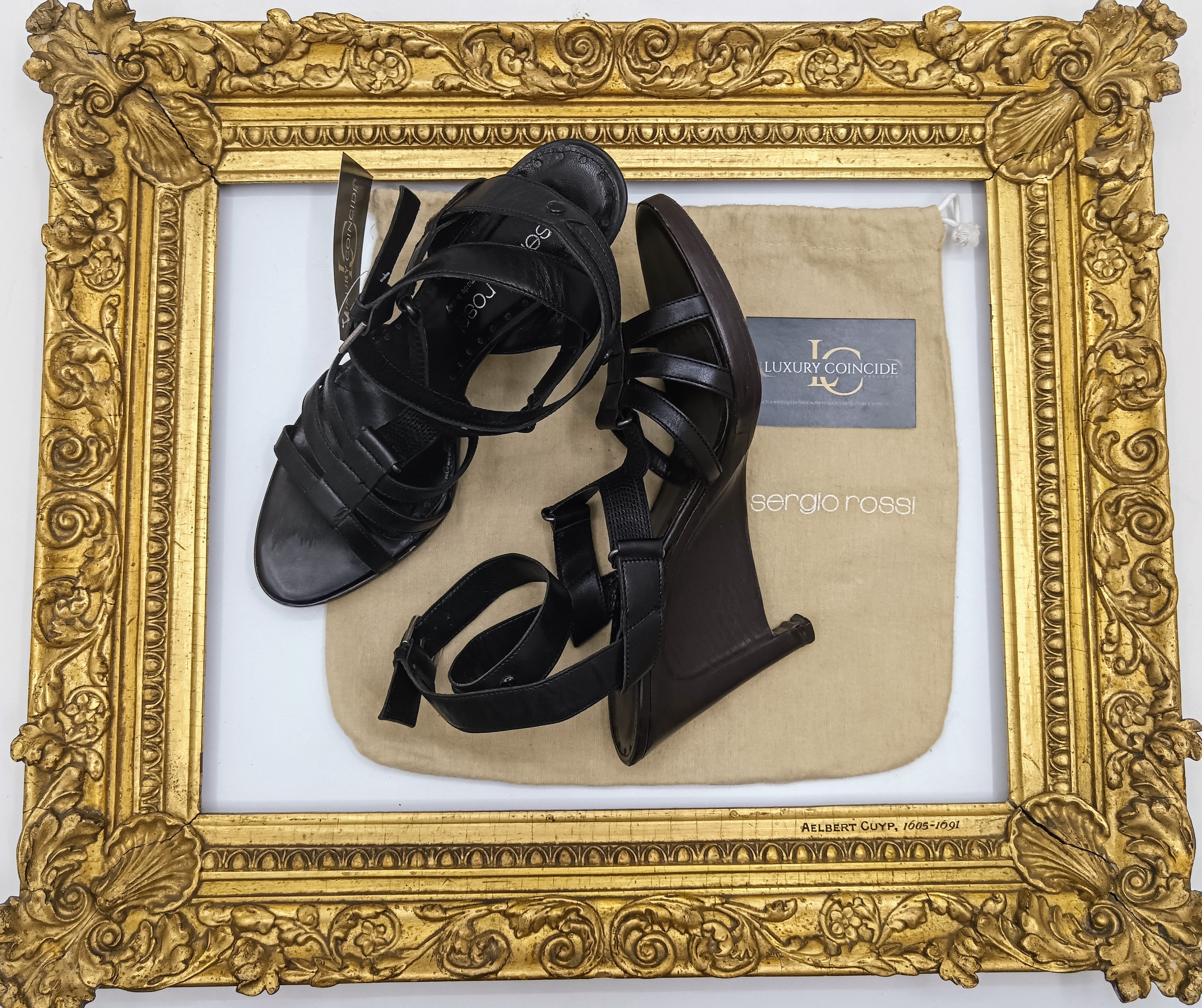Sergio Rossi – Sandali Donna Legno e Pelle Nera