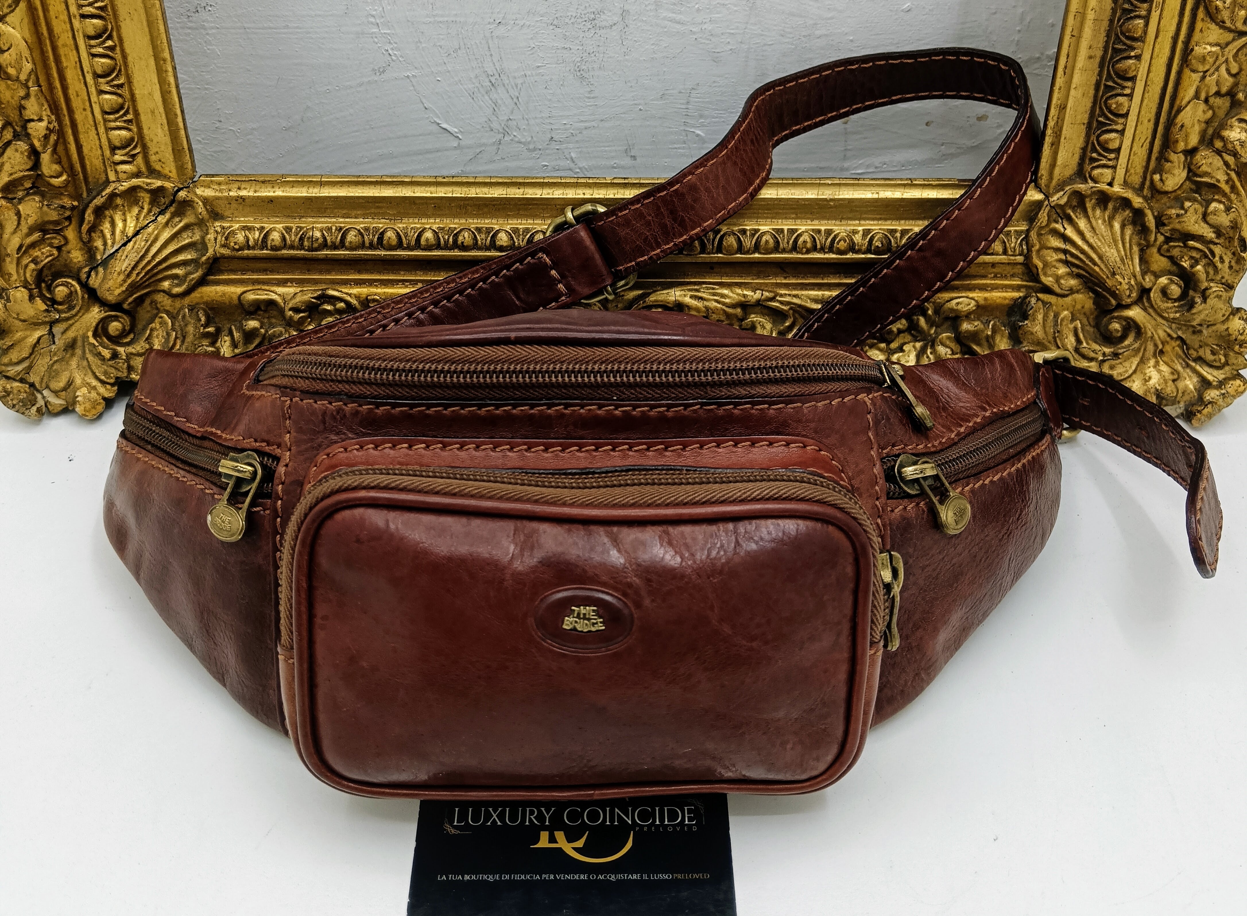 The Bridge - Marsupio Linea Story Pelle Marrone Misura Grande con Taschine Laterali