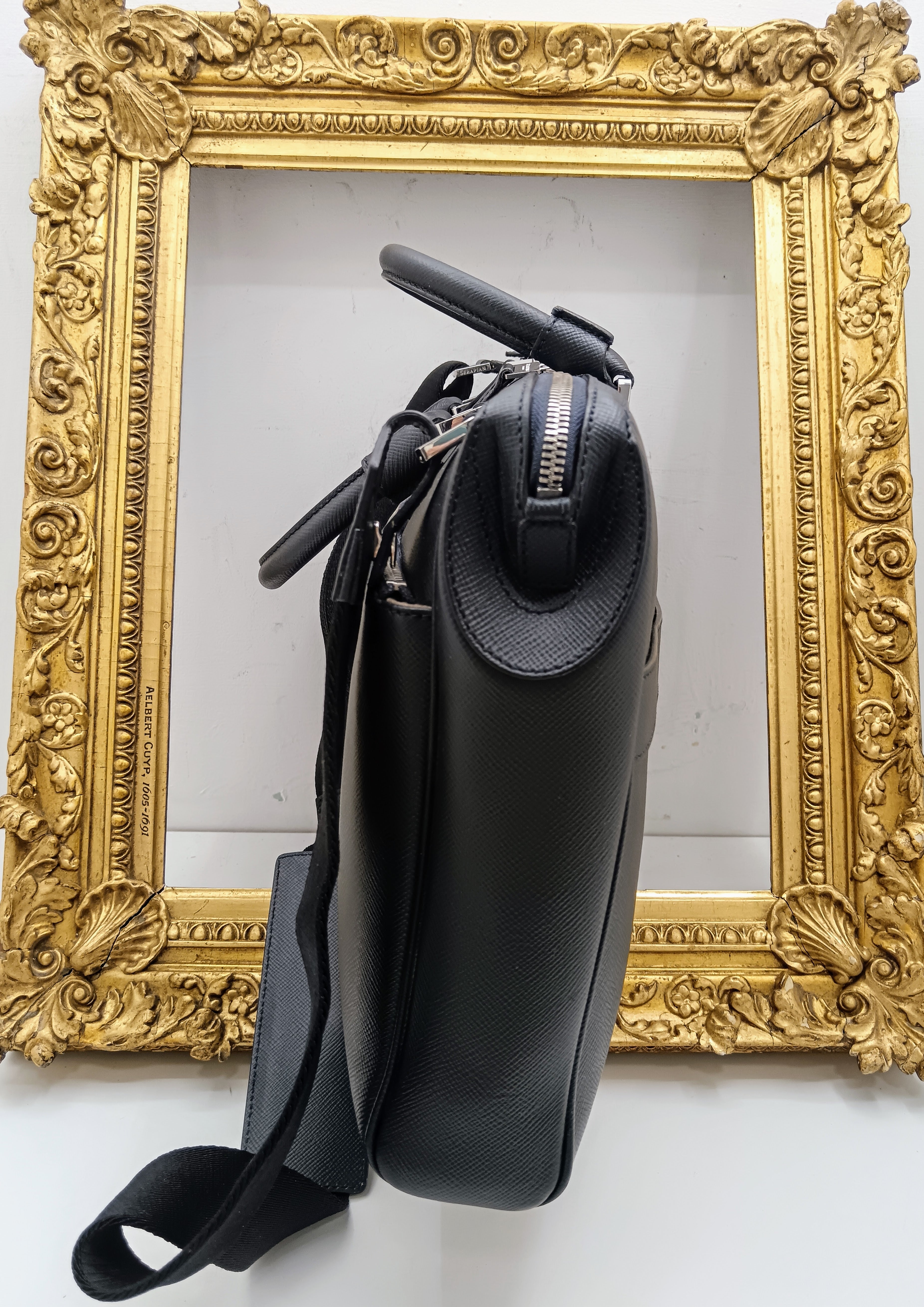 Serapian - Valigetta Cartella Business Slim in Pelle Cachemire Blu notte