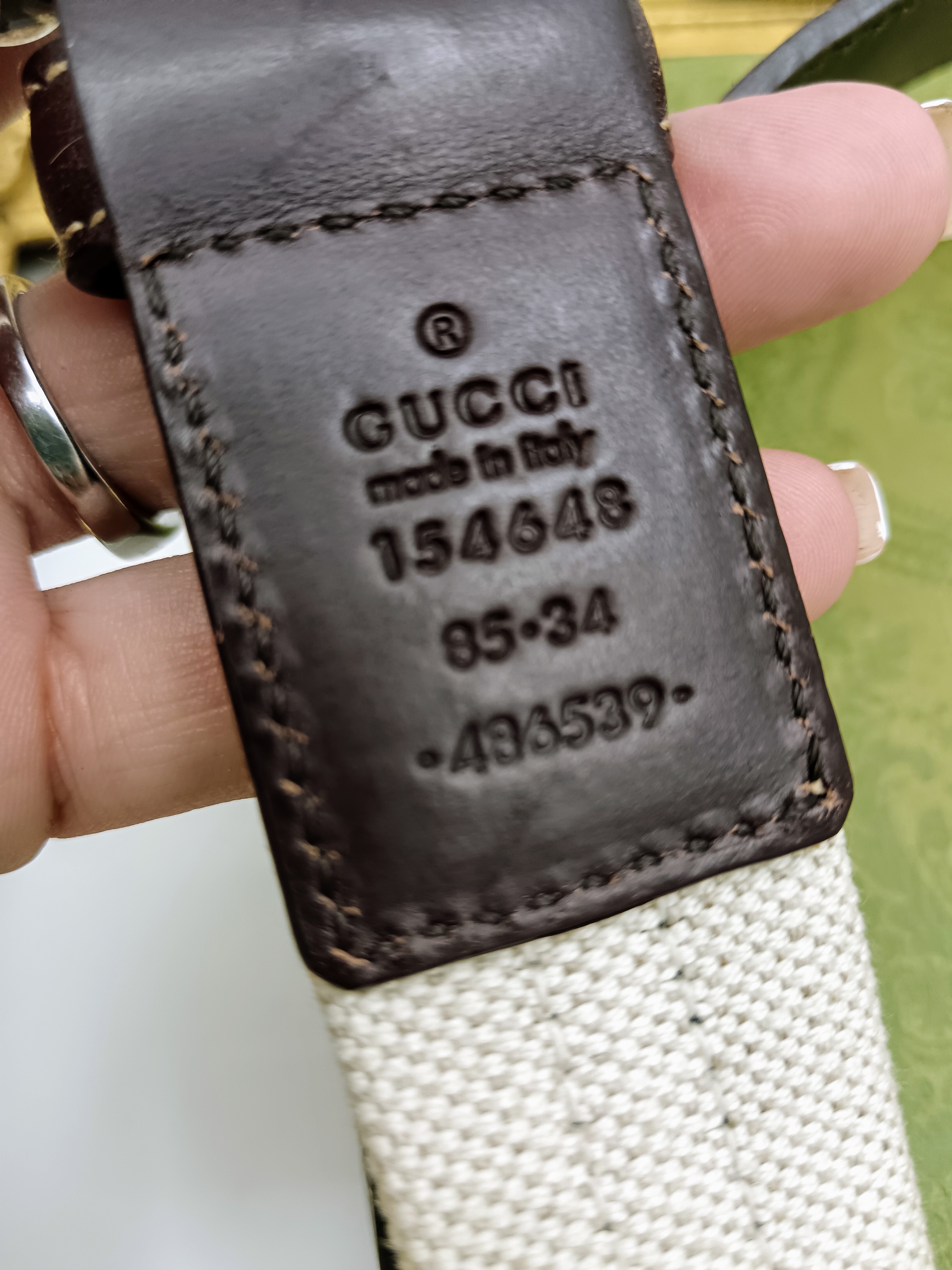 Gucci – Cintura bicolore unisex pelle e tessuto misura 85-34