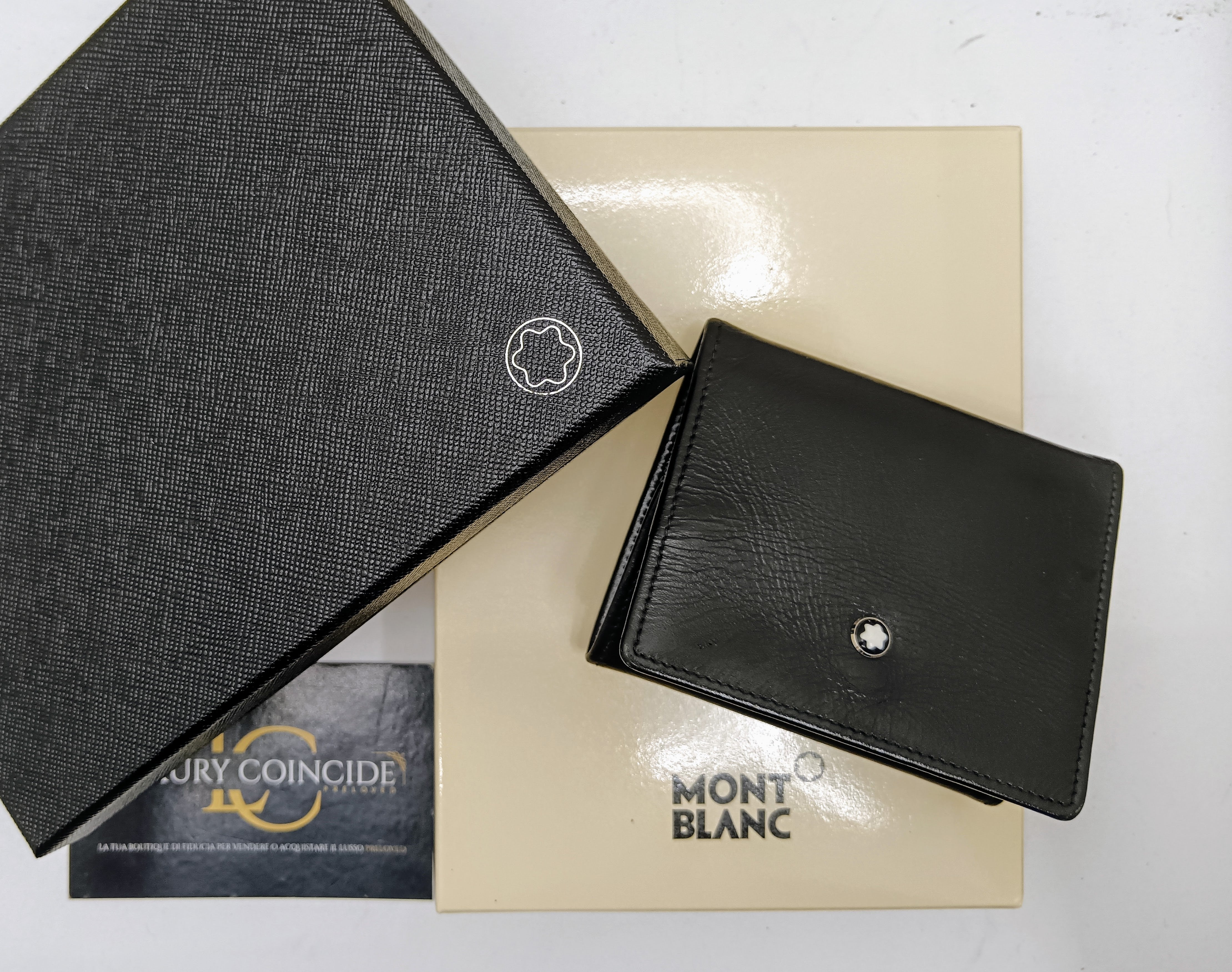 Montblanc Portamonete Pelle Nera Nuovo Full Set