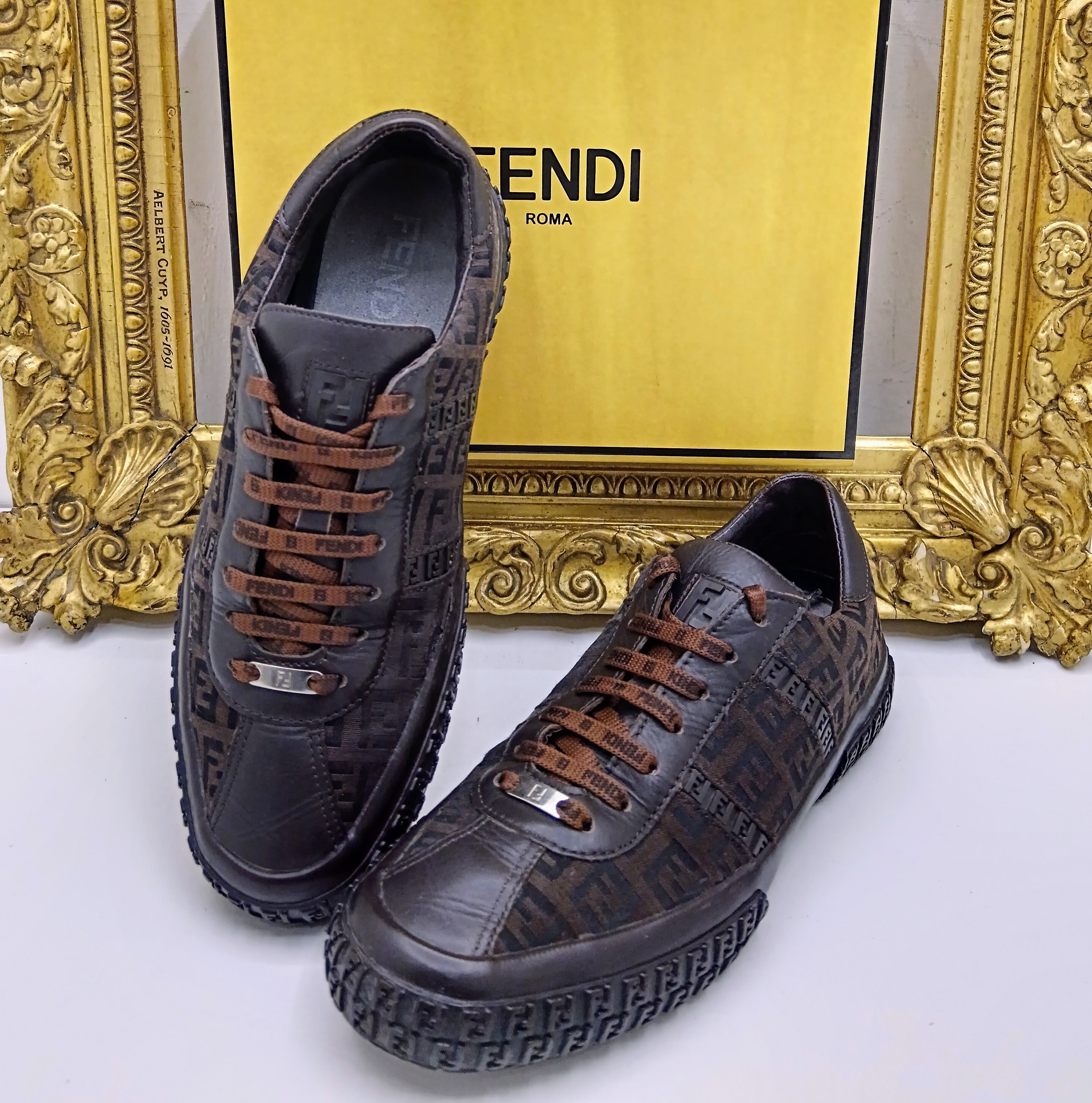Fendi – Sneakers Zucca per Superga marroni stringate