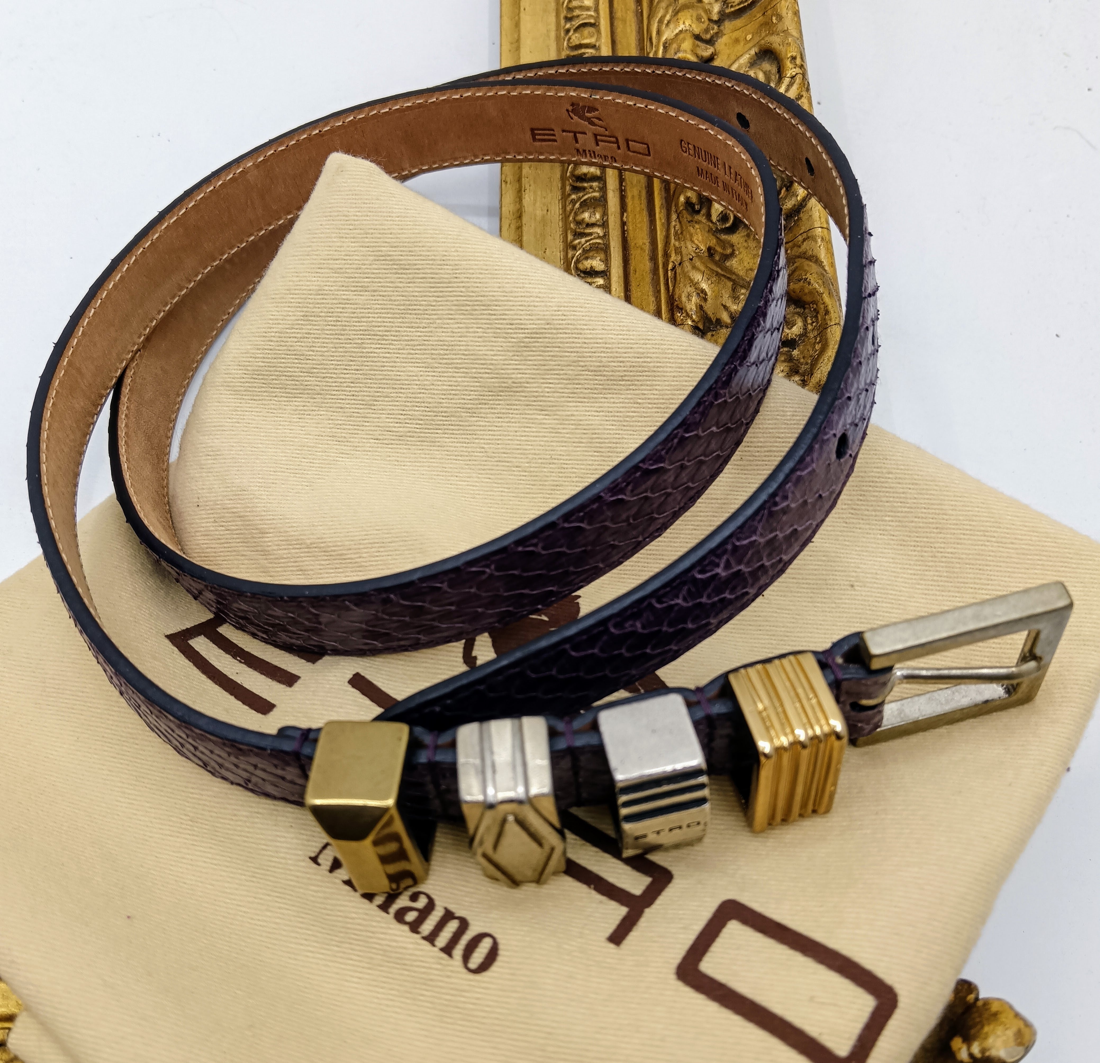 Etro – Cintura donna in vera pelle di lucertola nuova