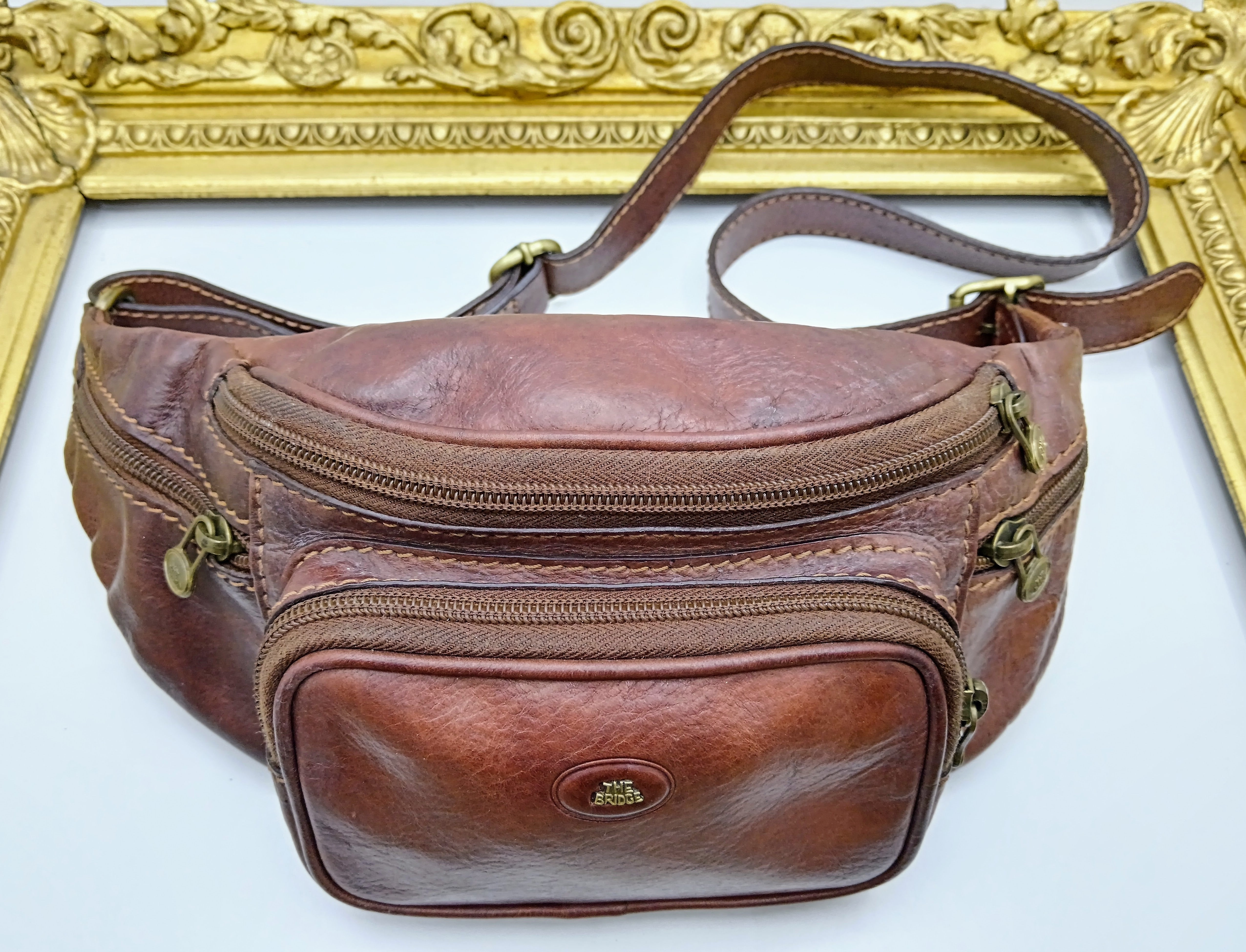 The Bridge – Marsupio Grande con Taschine Laterali Linea Story in Pelle Marrone
