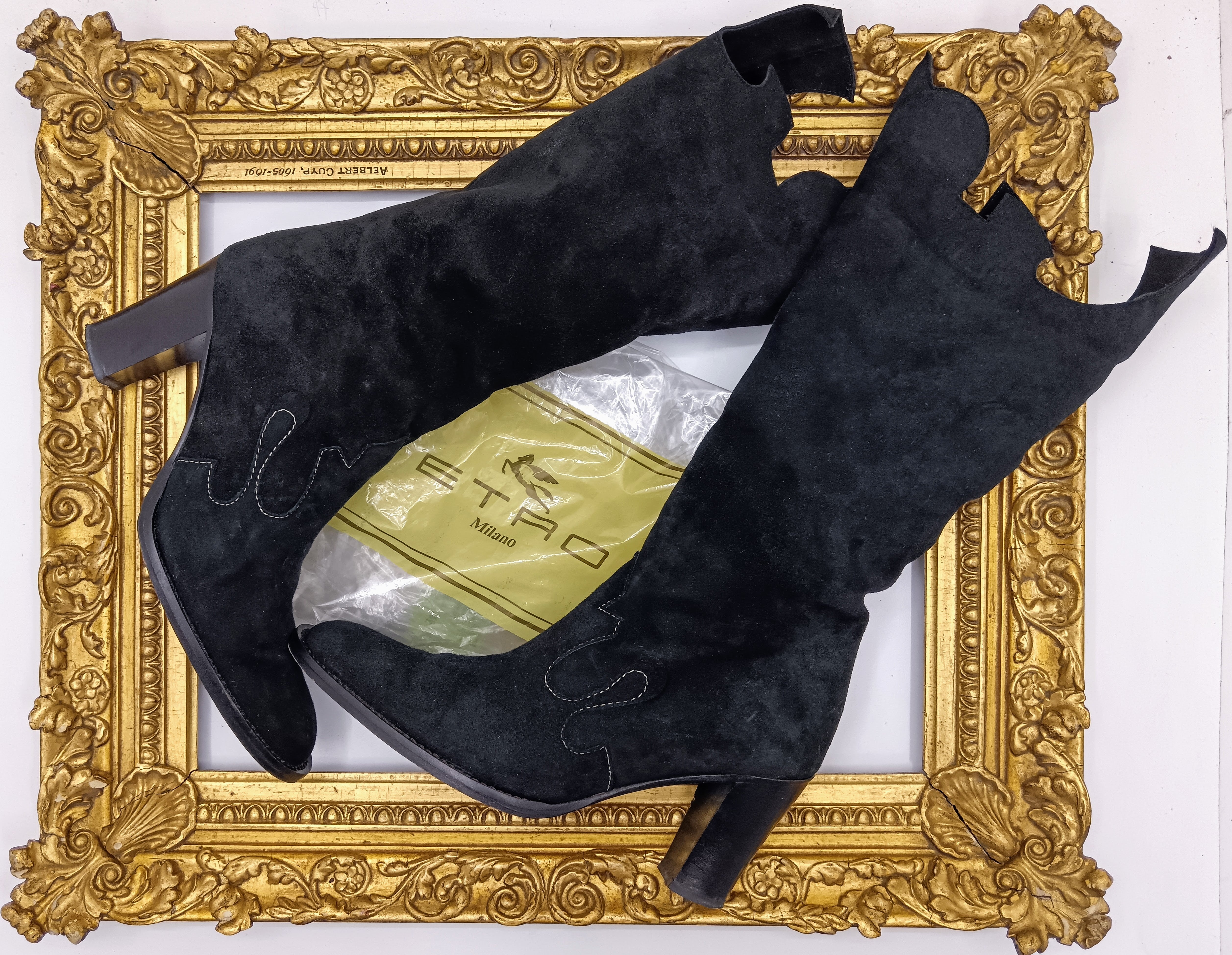 Etro – Stivali Camperos Pelle Scamosciata Nera