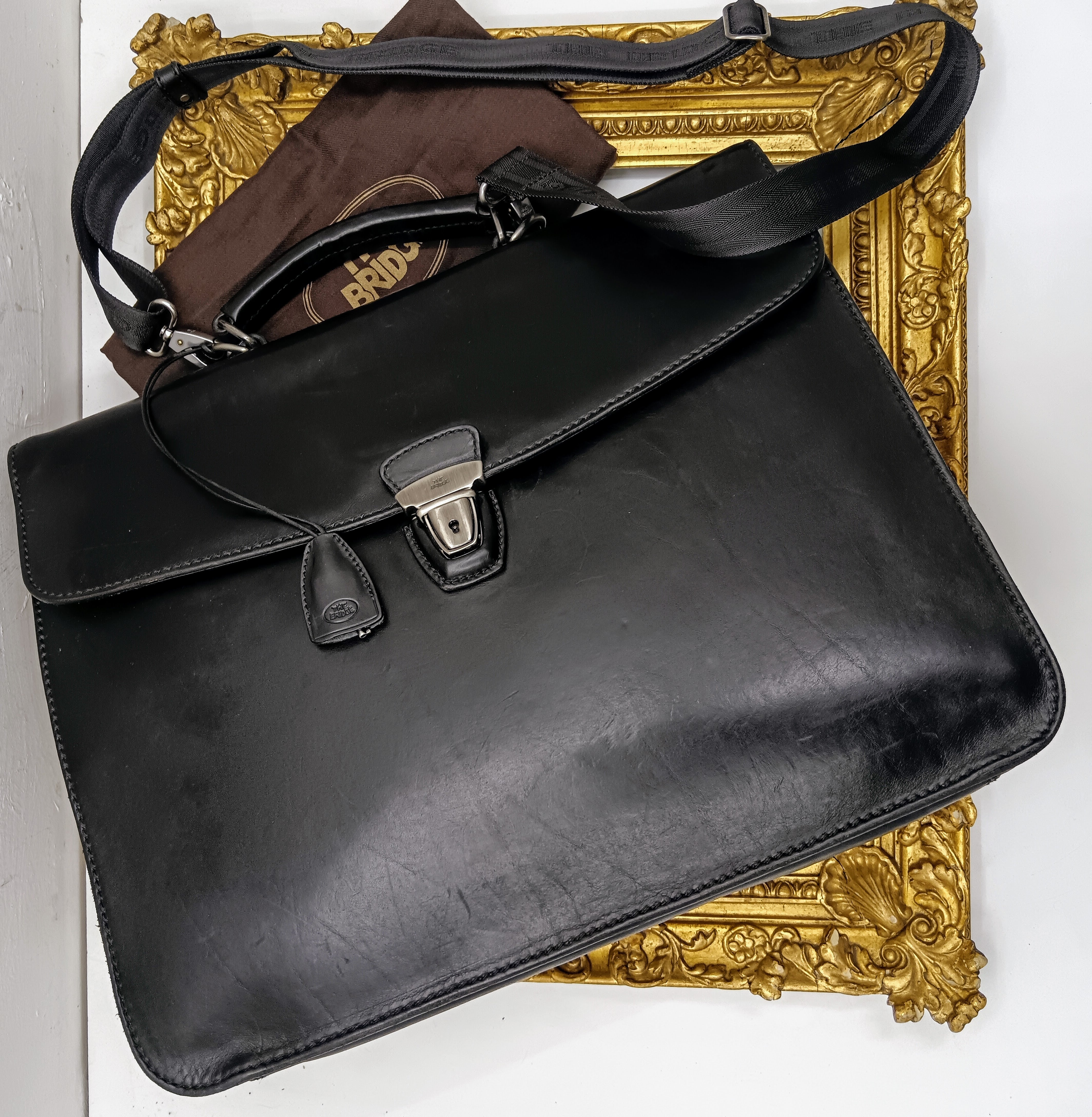 The Bridge – Cartella/Borsa lavoro pelle nera con tracolla