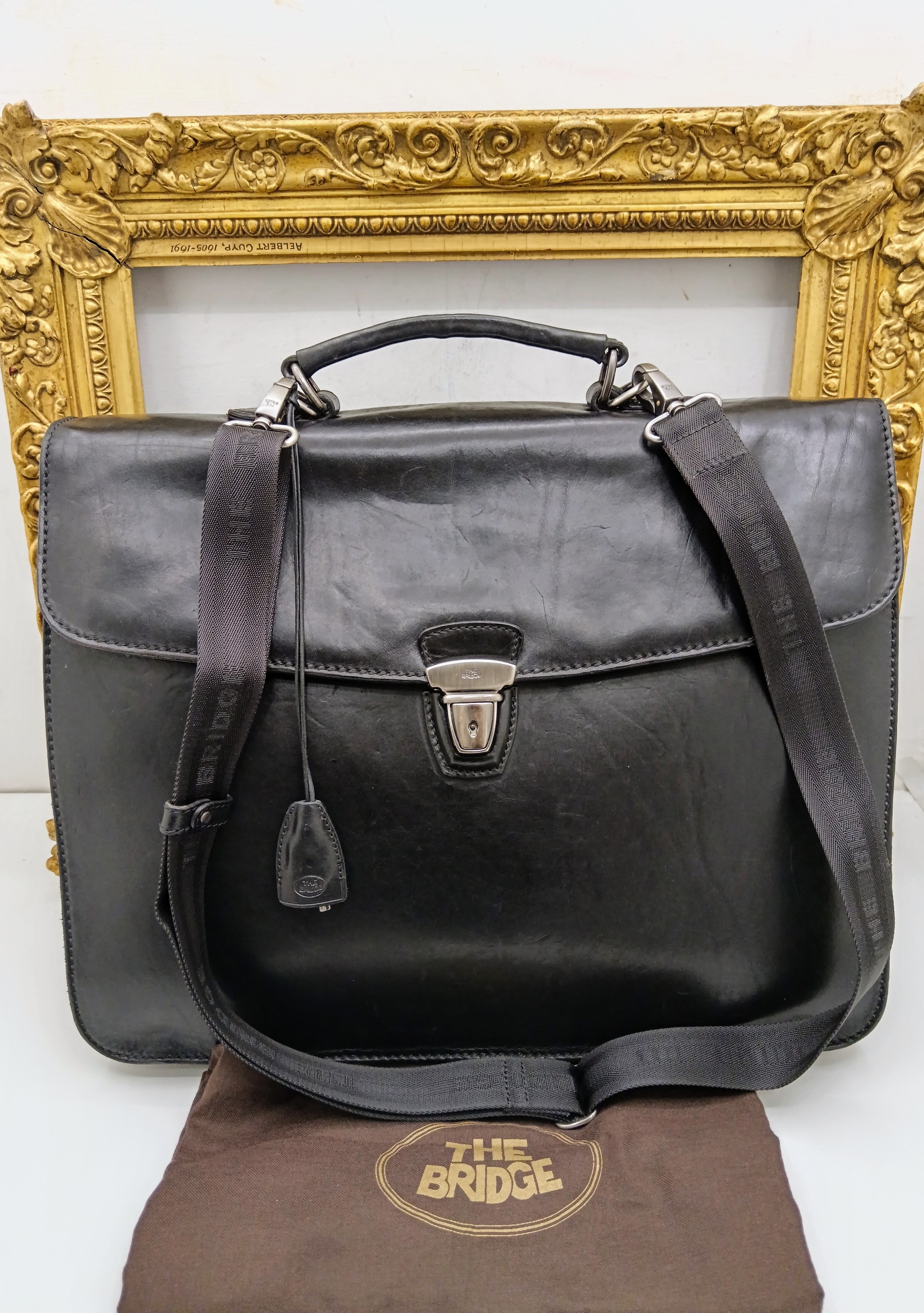 The Bridge – Cartella/Borsa lavoro pelle nera con tracolla