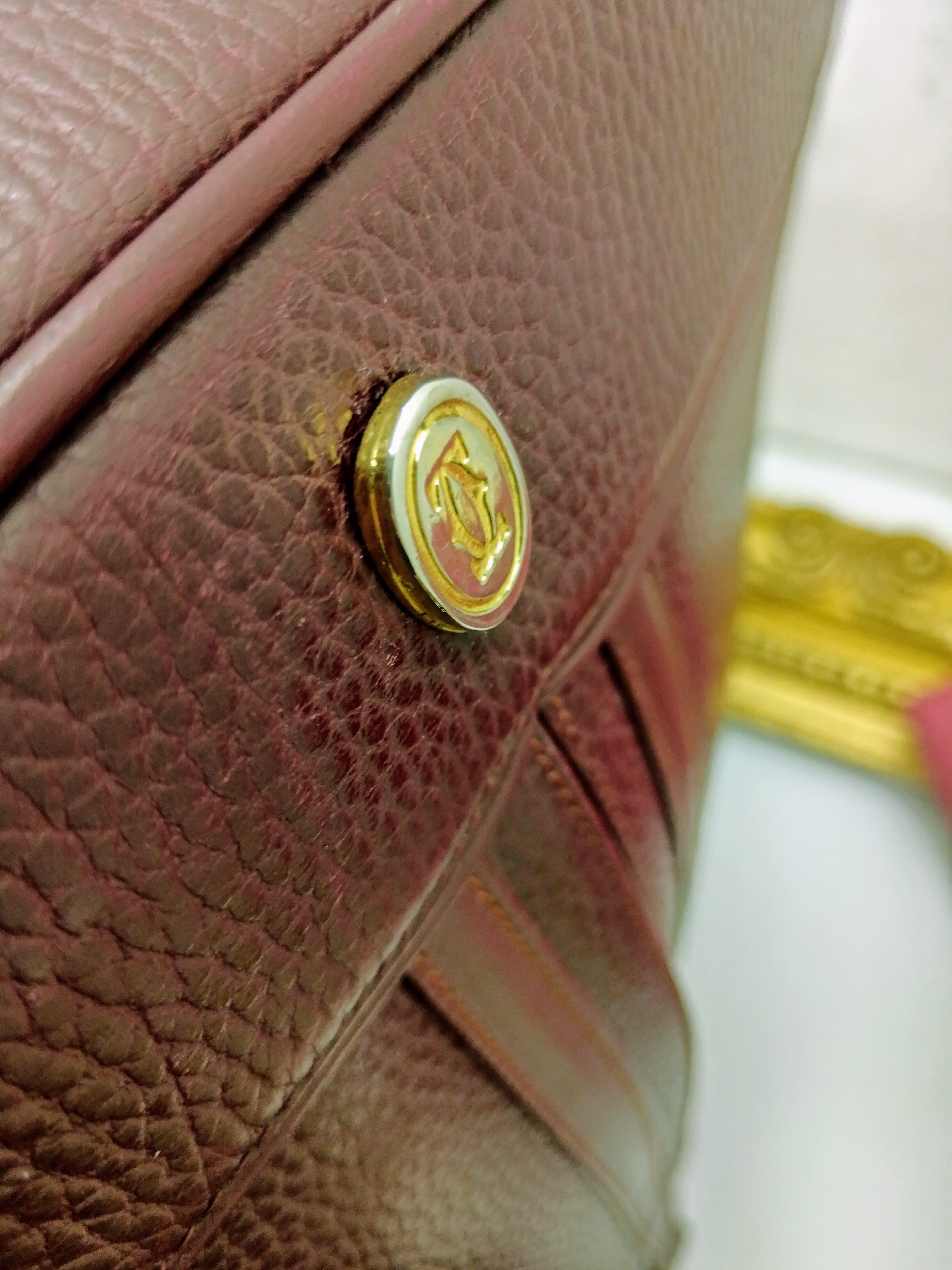 Cartier – Secchiello Ovale in Pelle Bordeaux Vintage