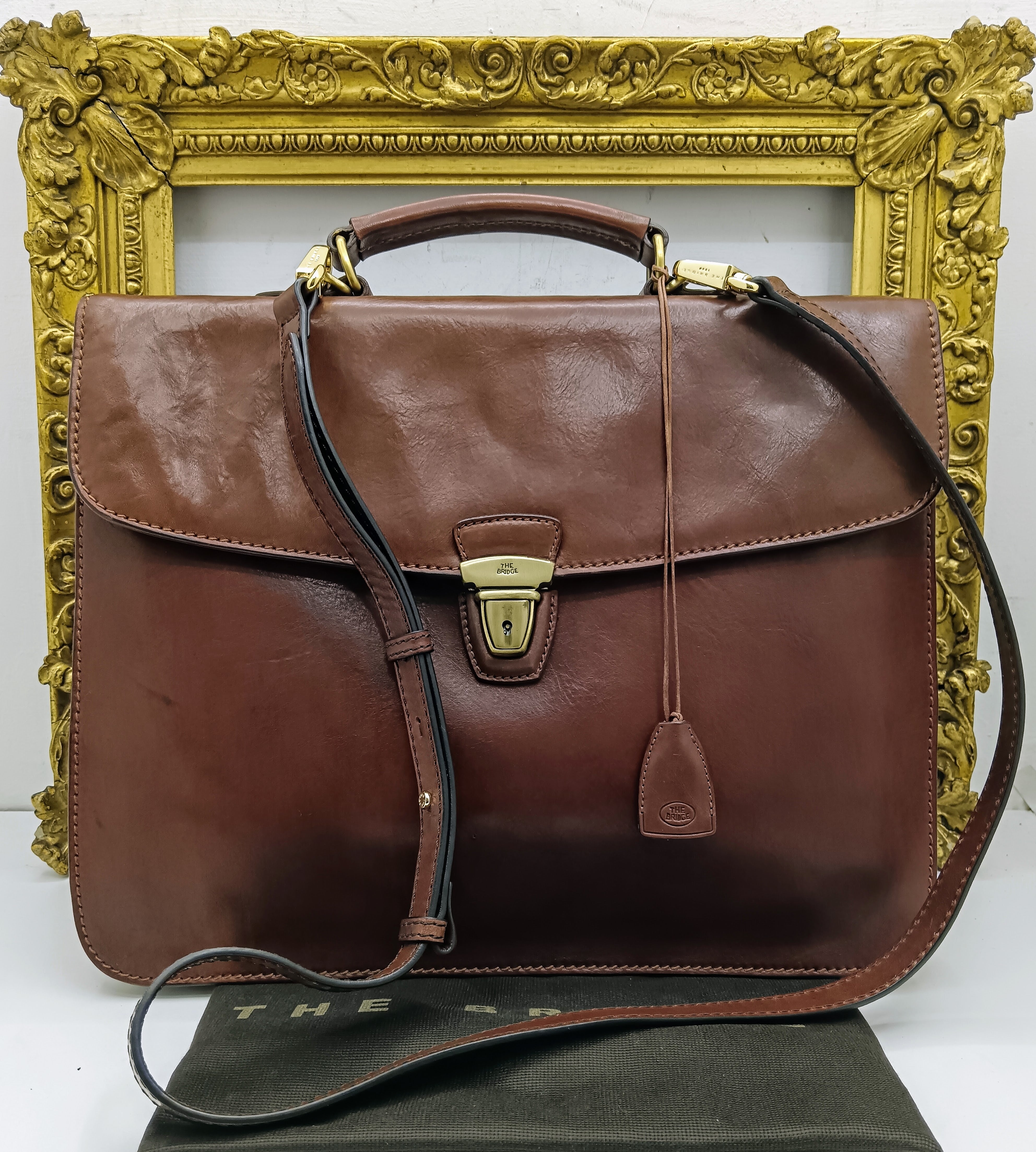 The Bridge – Cartella/Borsa Lavoro pelle marrone due soffietti con tracolla