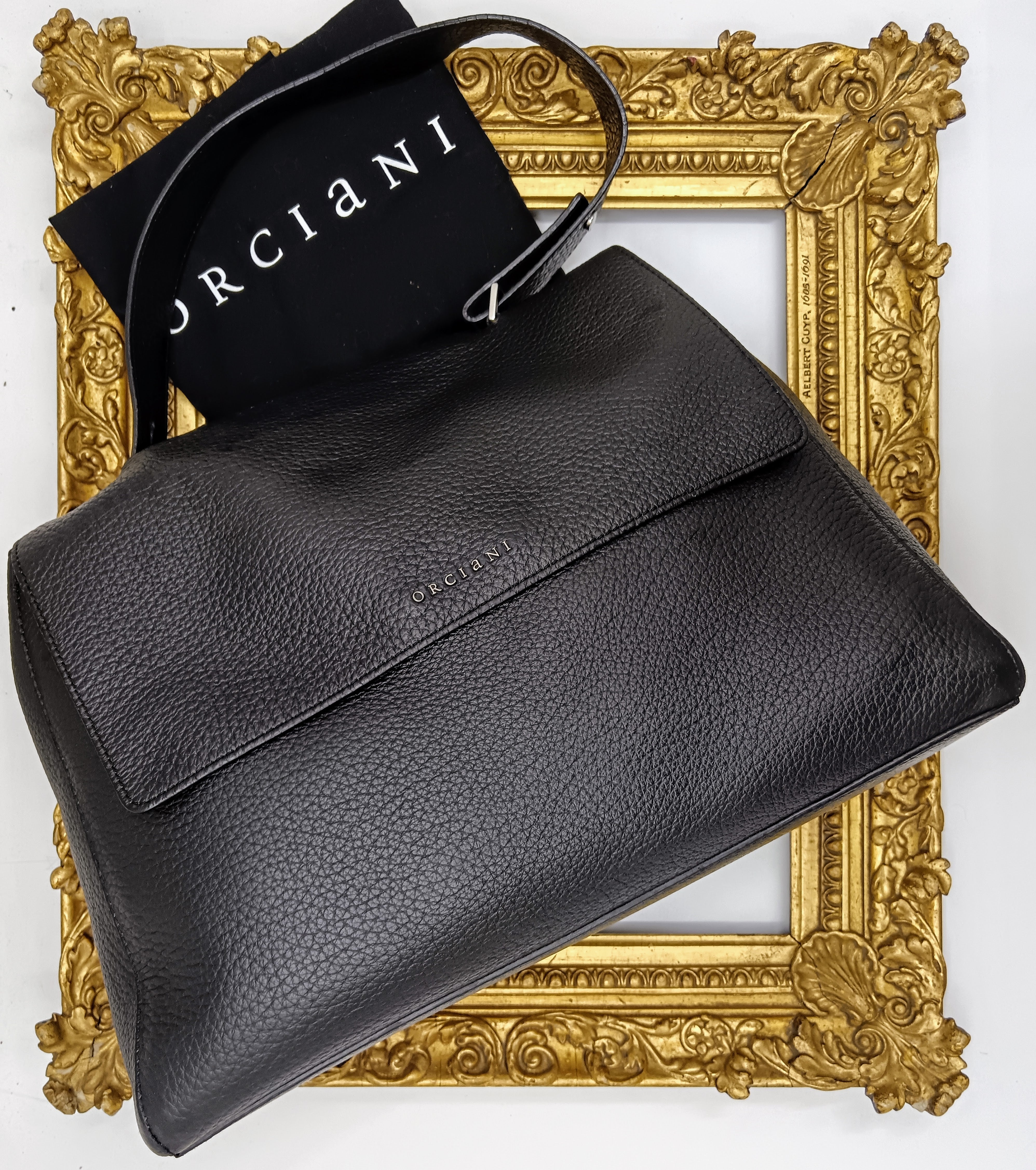 ORCIANI - BORSA SVEVA SOFT GRANDE IN PELLE MARTELLATA NERA