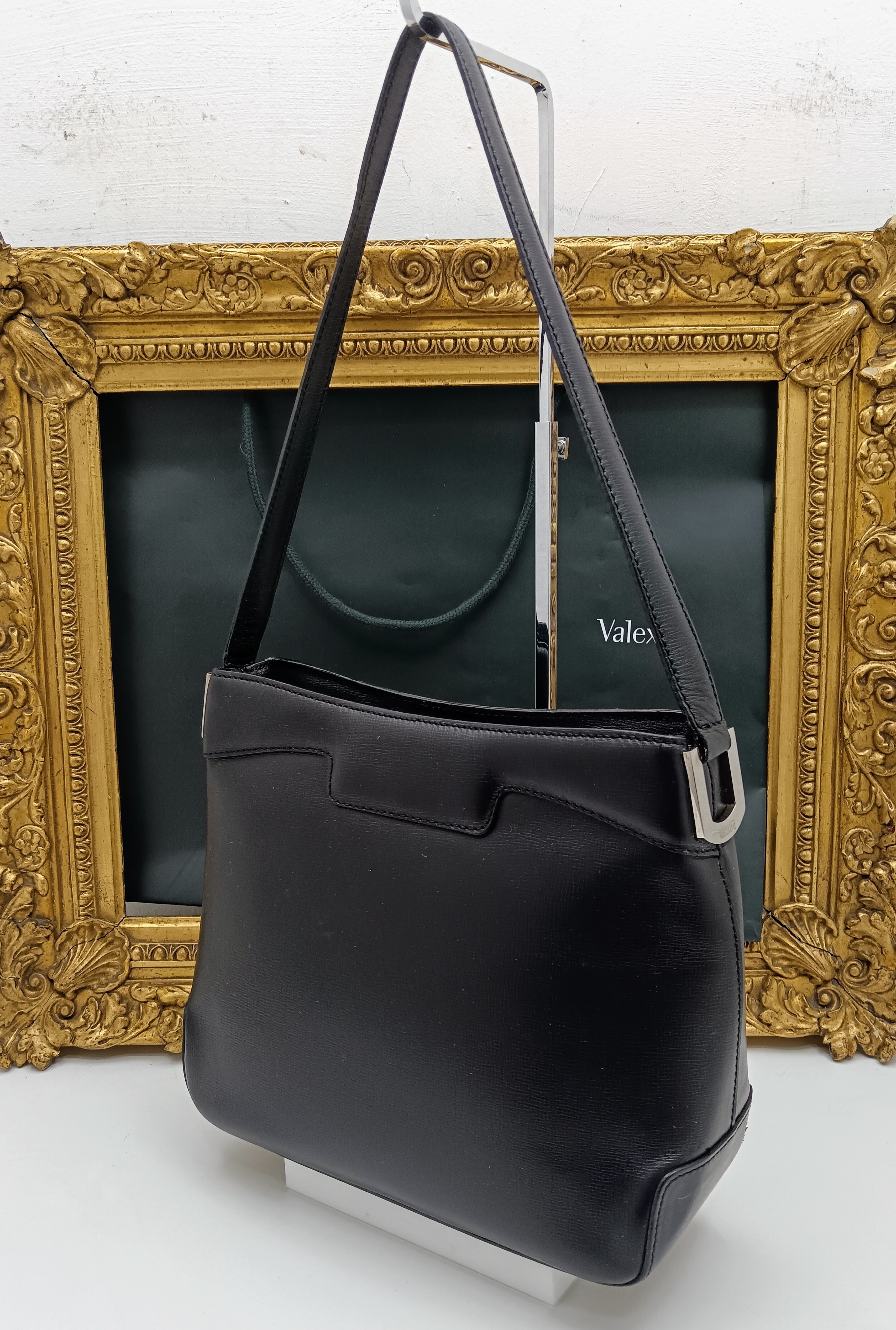 Valextra – Borsa a spalla in pelle Millepunte nera