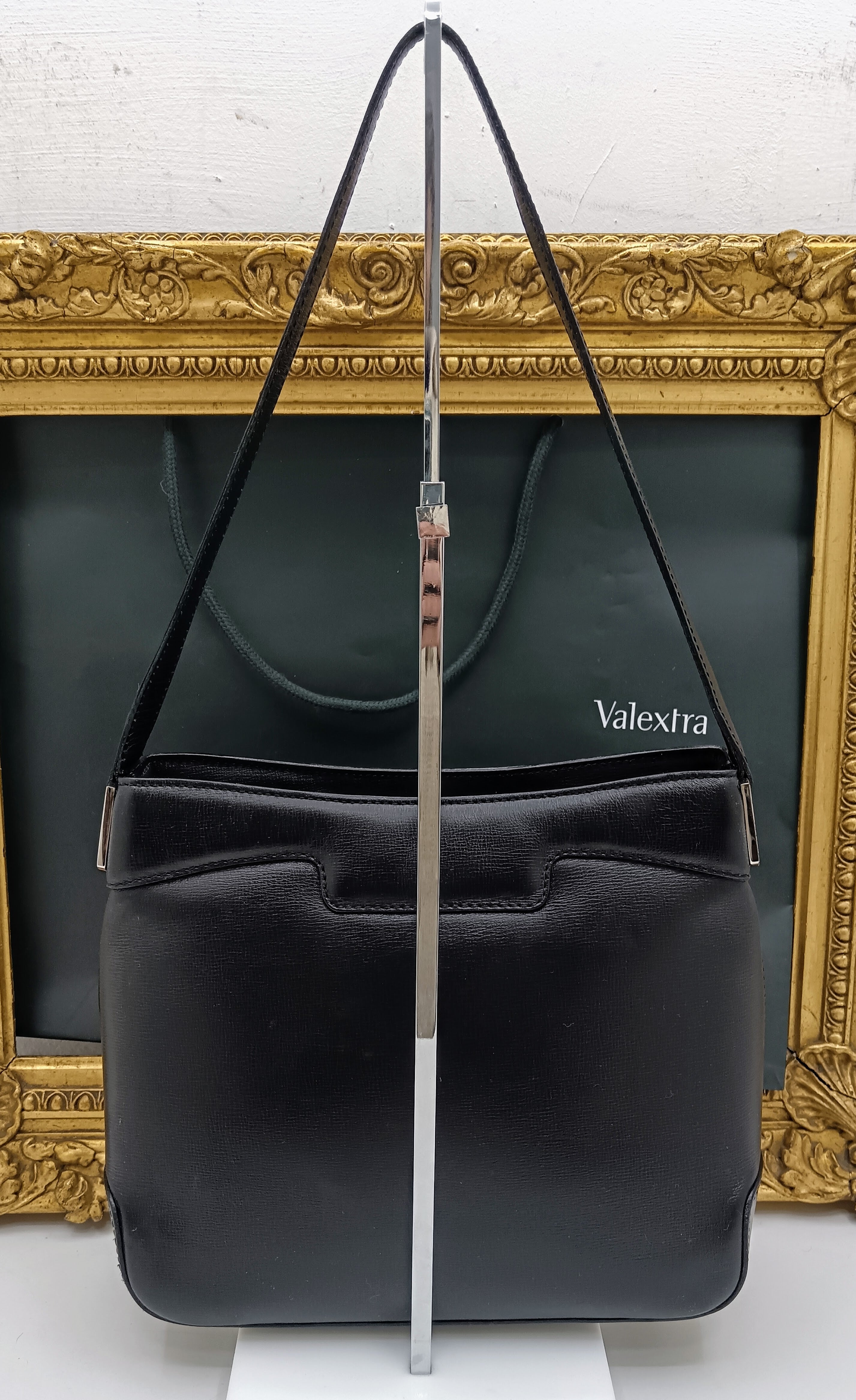 Valextra – Borsa a spalla in pelle Millepunte nera