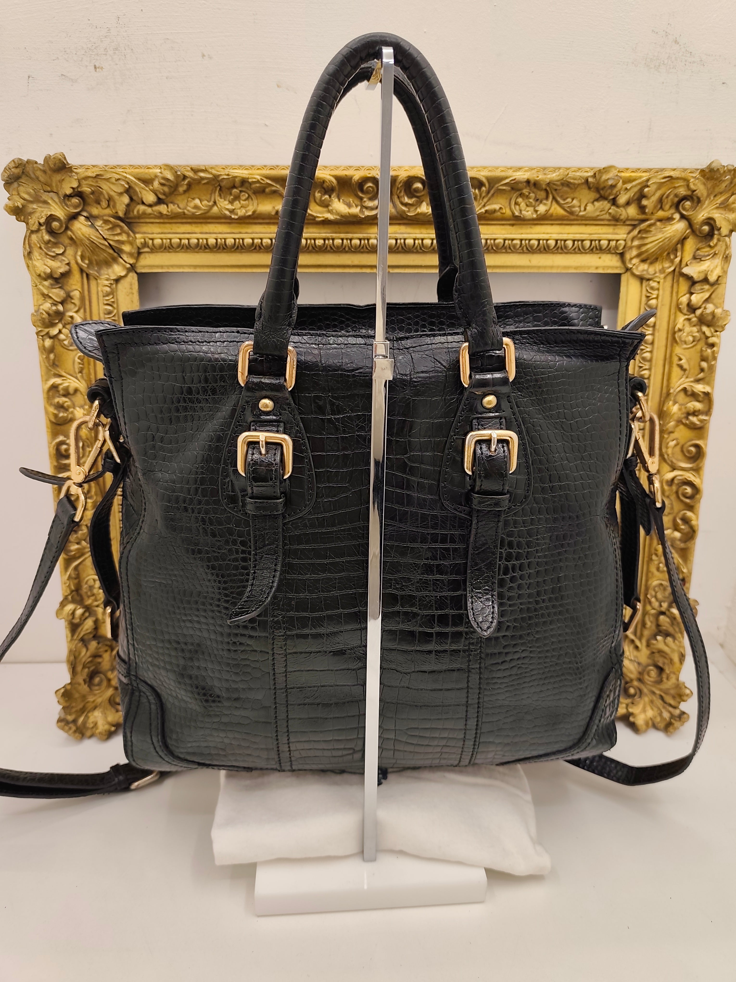Prada - Tote Bag Shopper a Spalla Stampa Coccodrillo Vintage