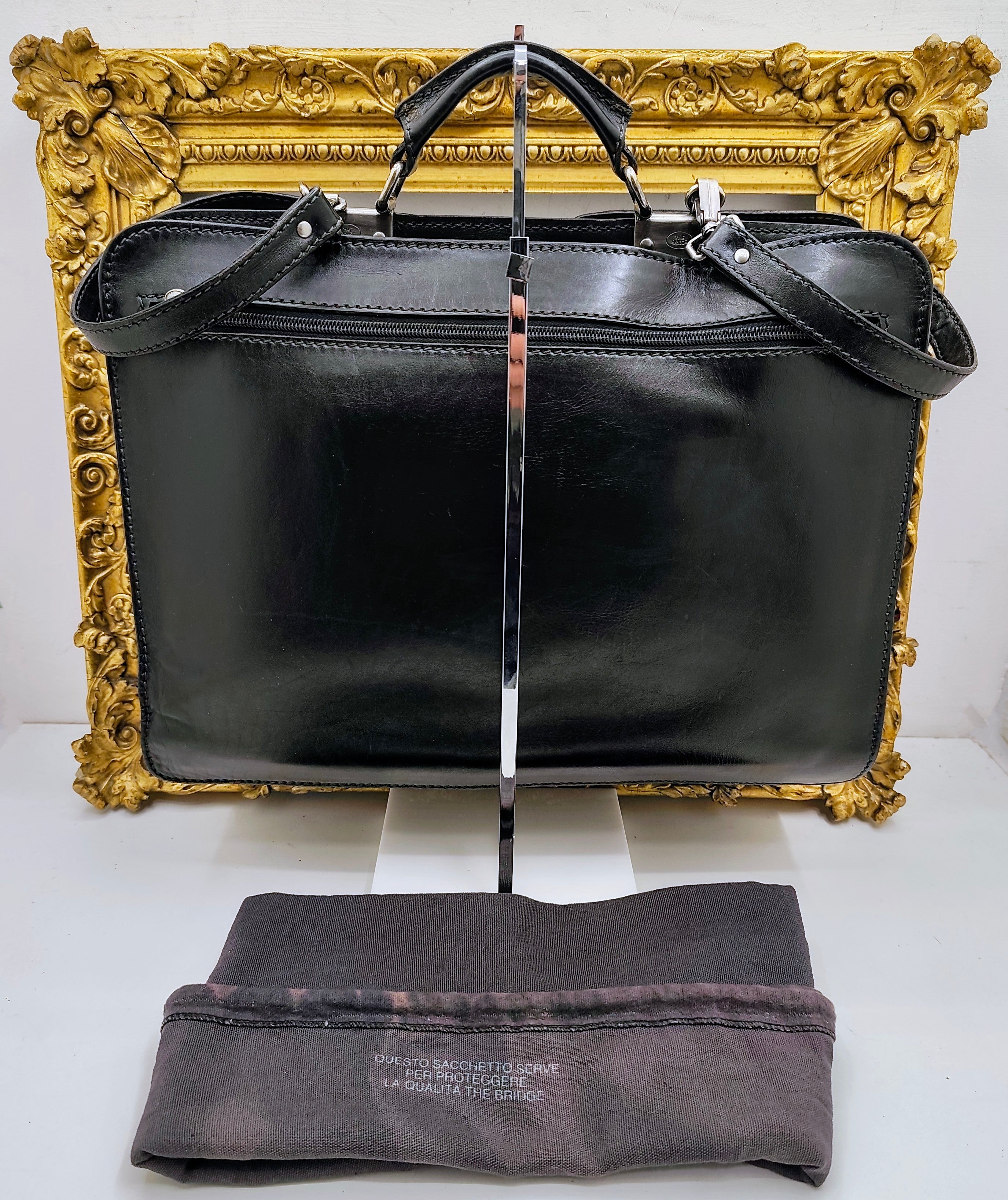 The Bridge – Cartella Porta Ombrello Pelle Nera Linea Story Vintage