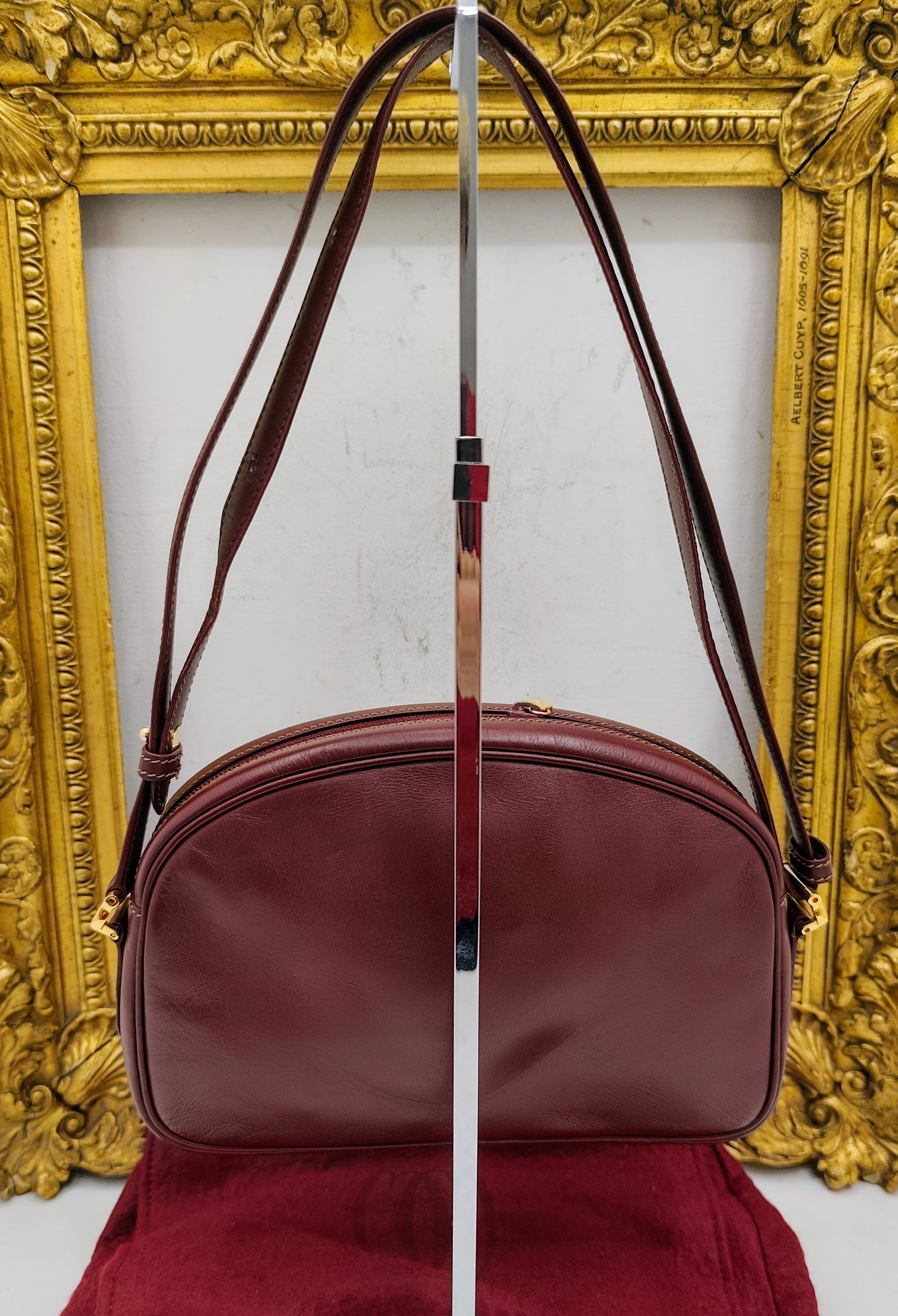 Cartier – Borsetta Elegante a Spalla Pelle Bordeaux Vintage