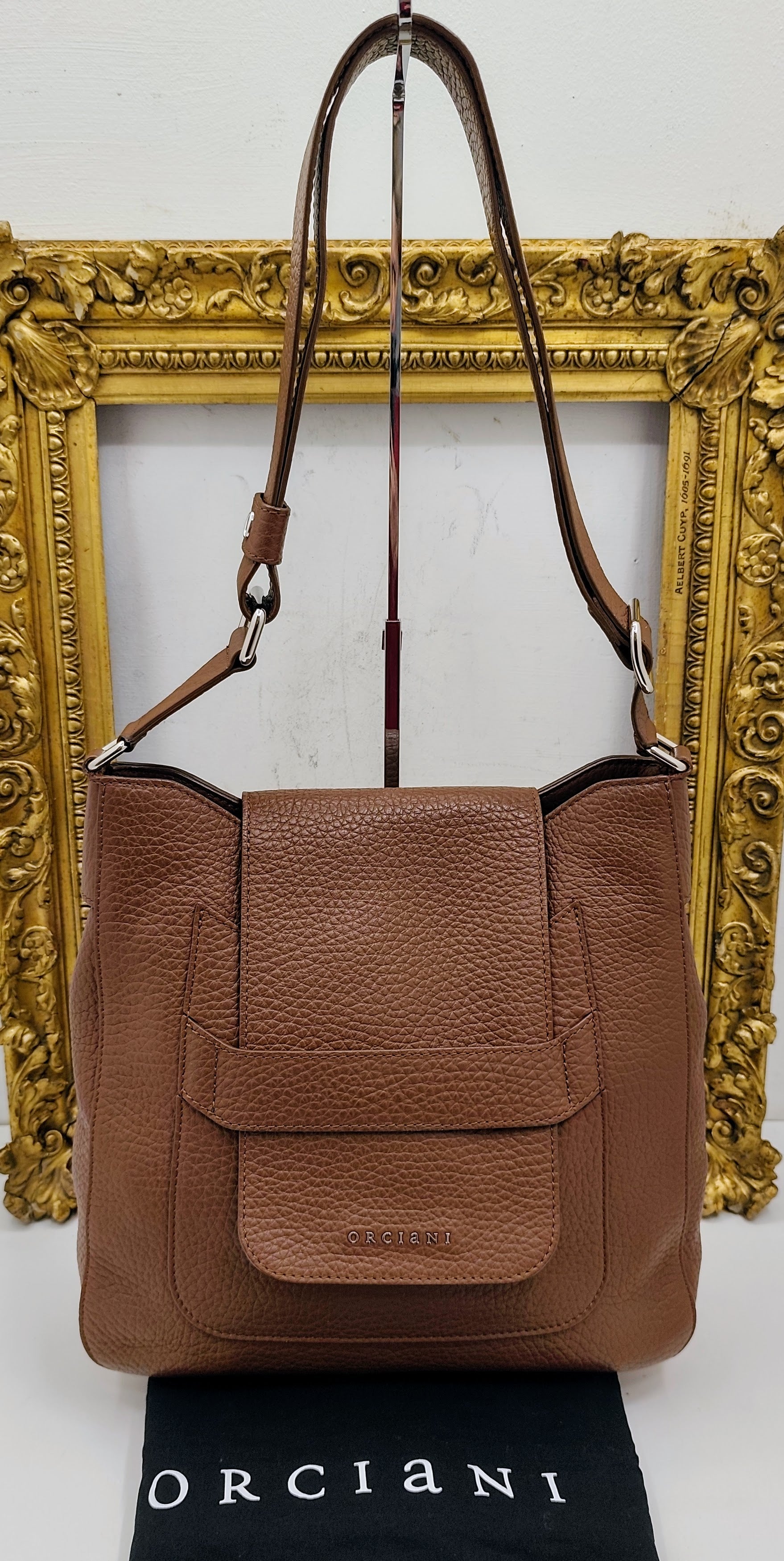 Orciani – Dama Soft Grande Pelle Martellata Marrone Carruba Pari al Nuovo