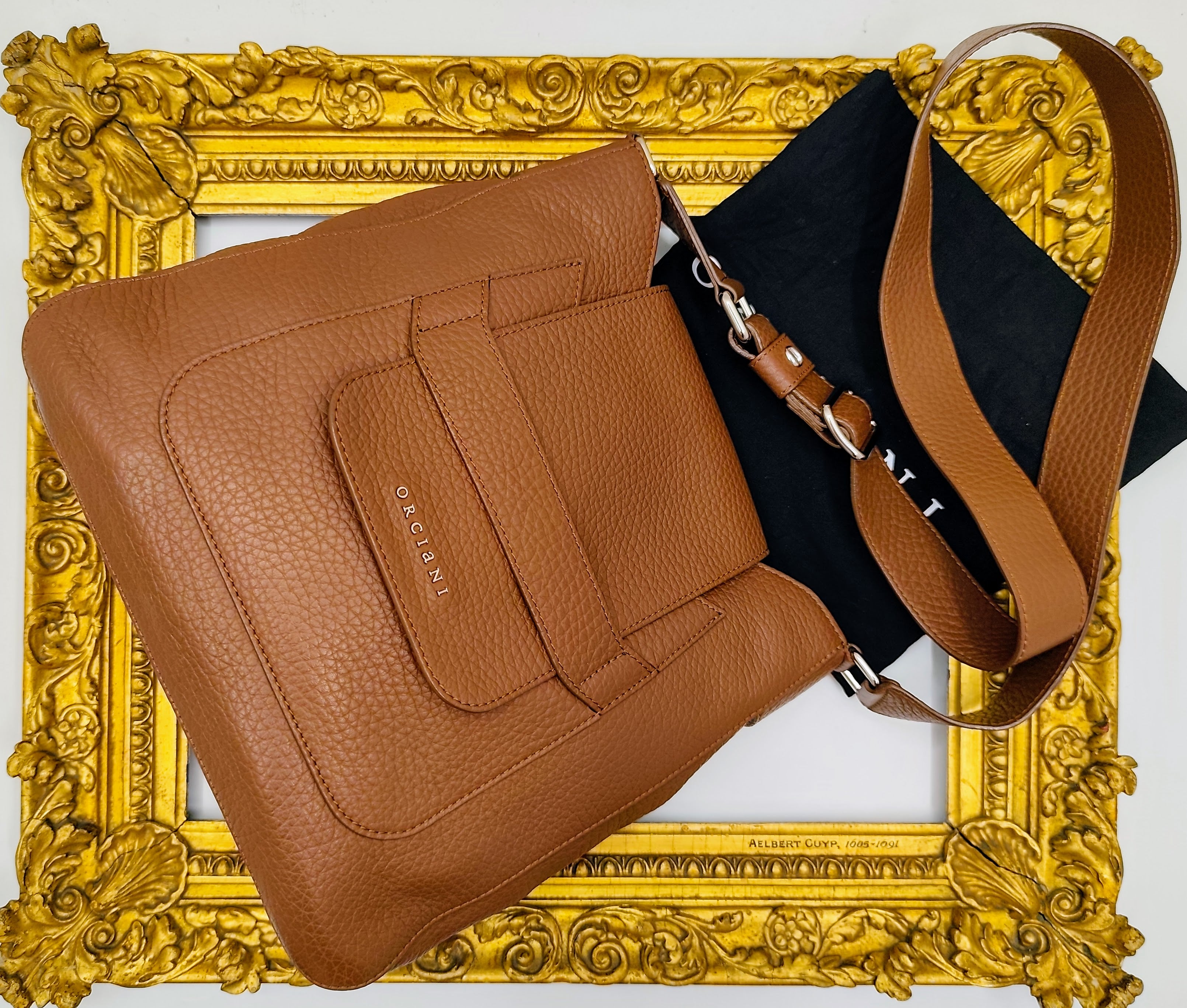 Orciani – Dama Soft Grande Pelle Martellata Marrone Carruba Pari al Nuovo