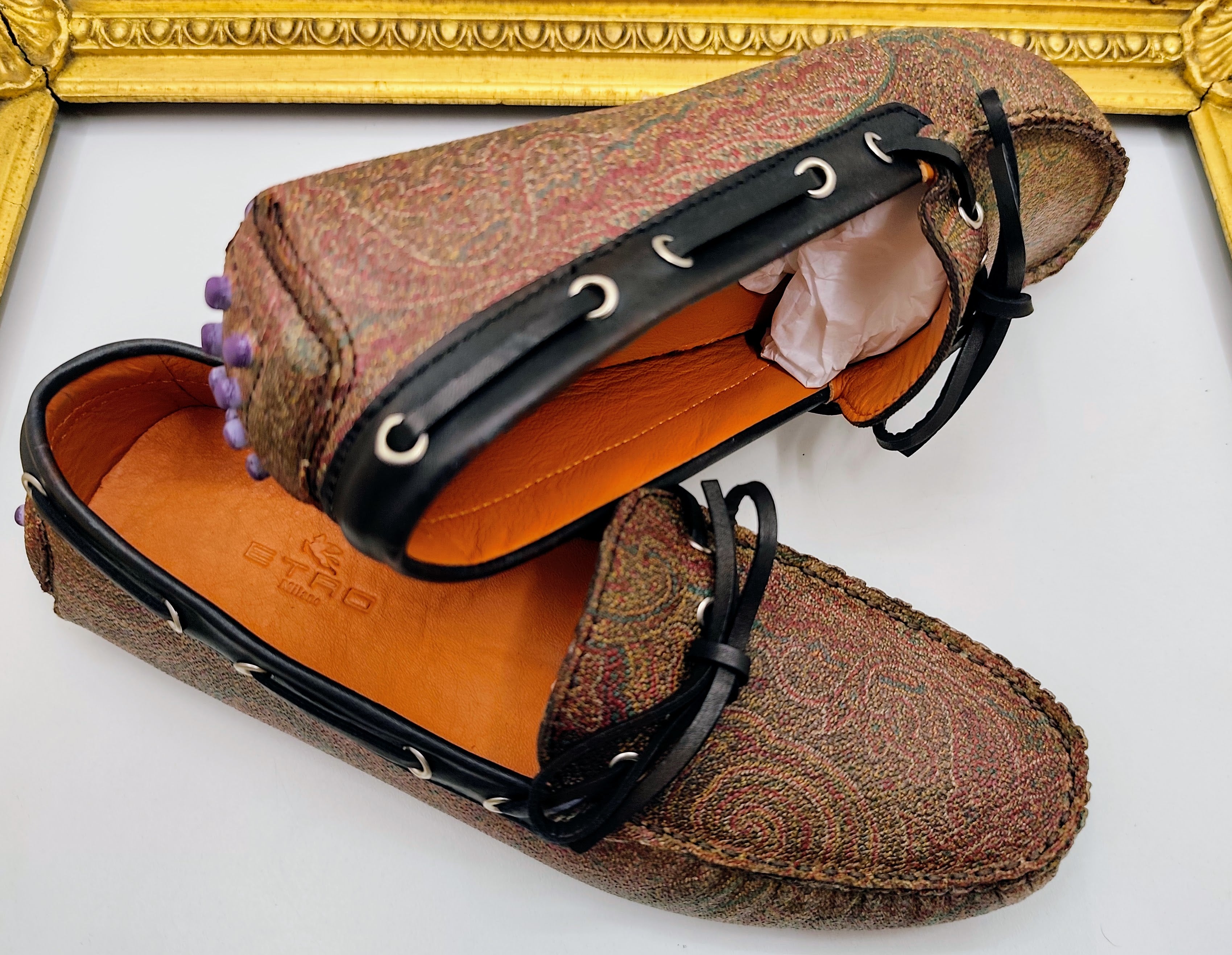 Etro – Mocassini Unisex City Gommino Paisley Jacquard Nuovi