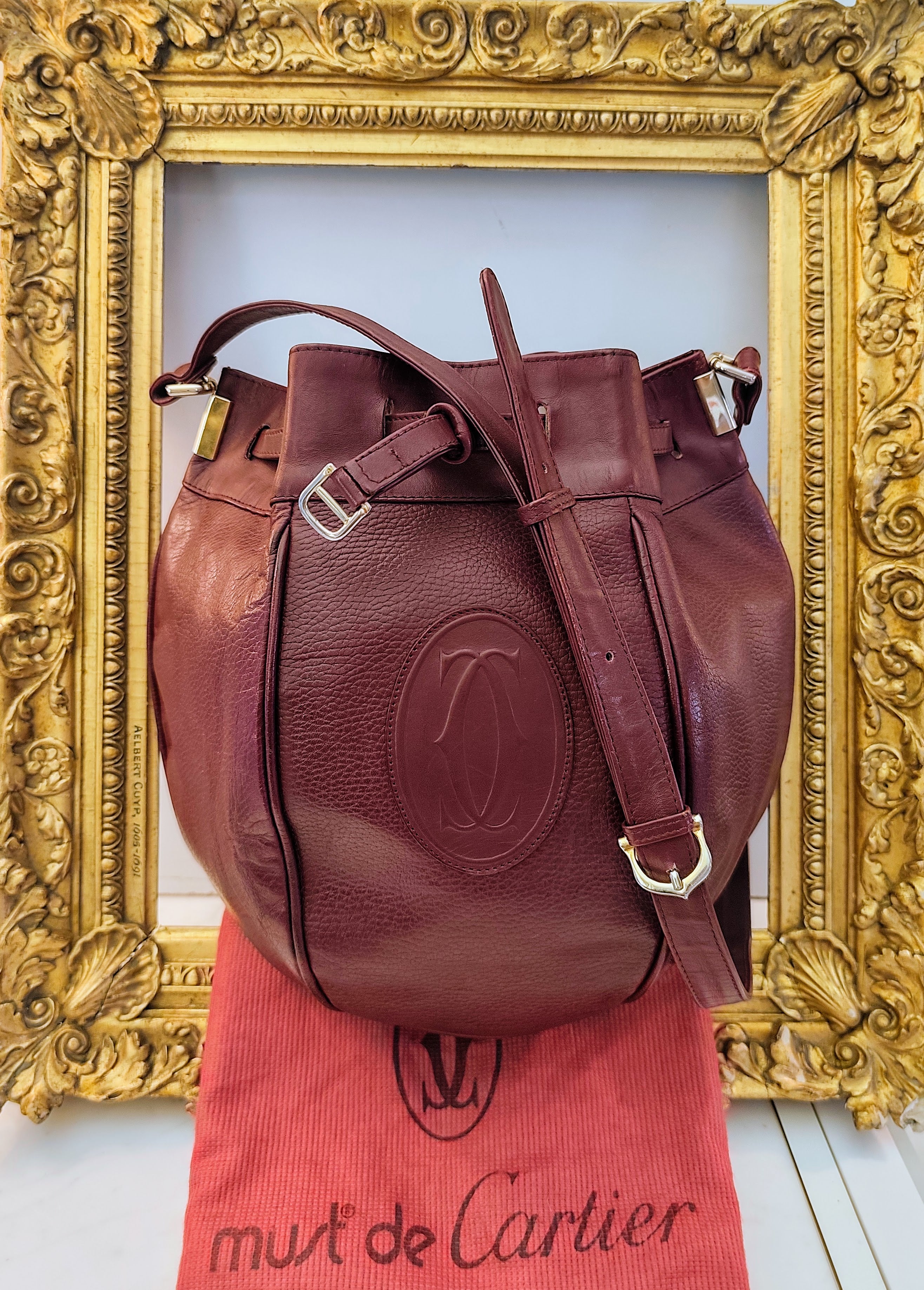 Cartier – Secchiello Bombato Pelle Bordeaux Vintage