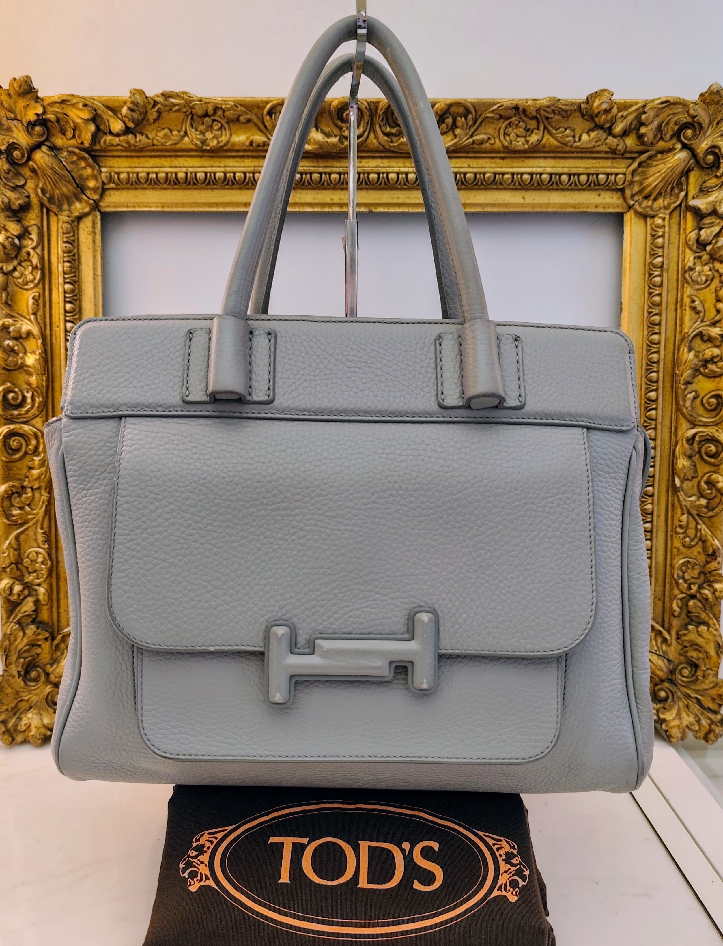 Tod’s – Borsa “Double T” Pelle Azzurro Polvere