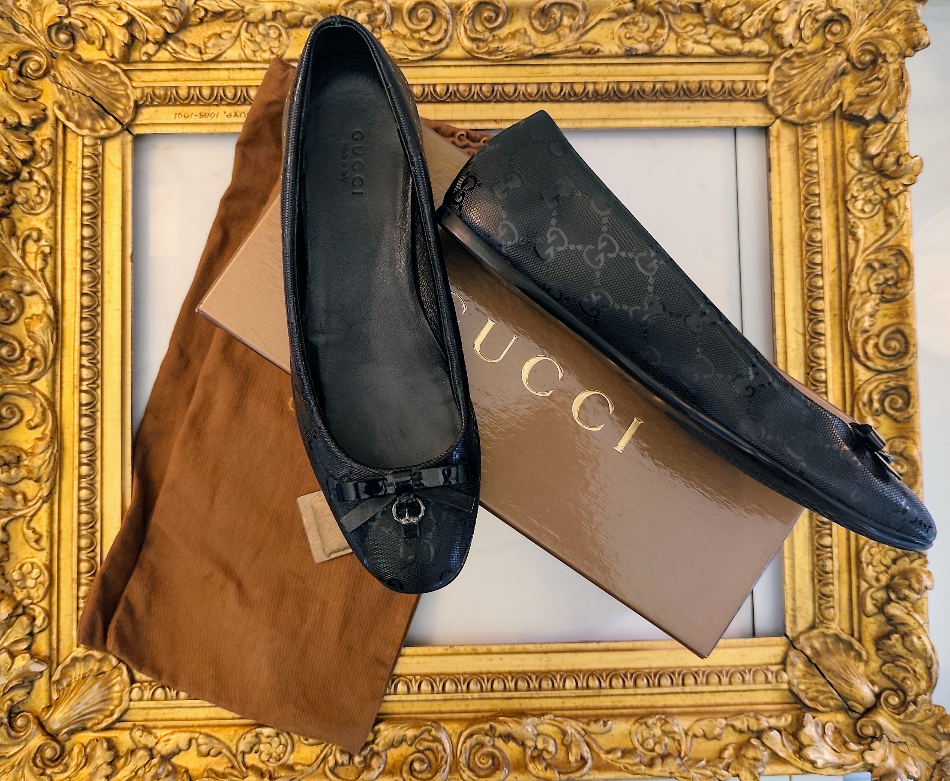 Gucci – Ballerine in Canvas Nero Guccissimo