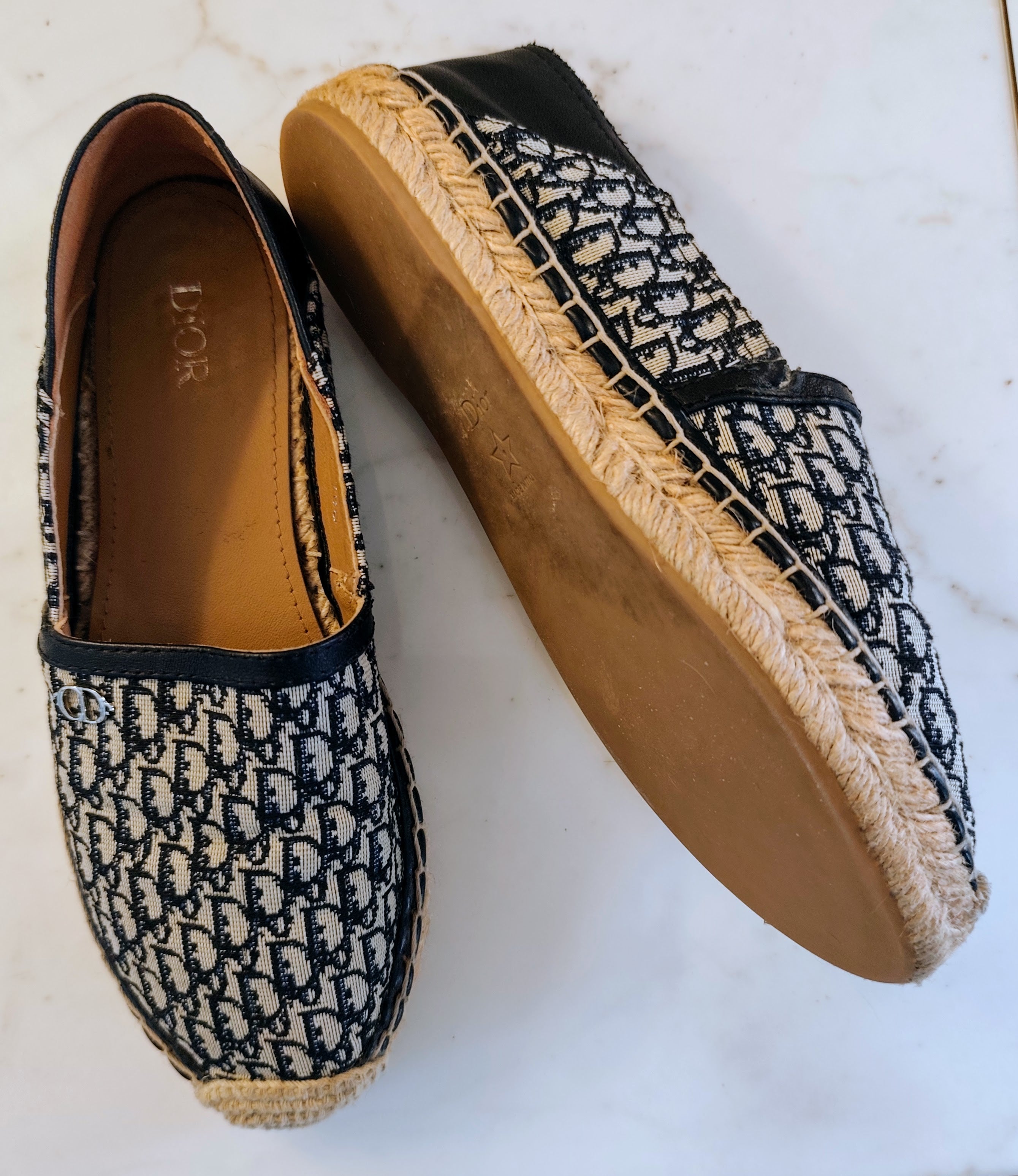 Dior – Espadrillas Tela Dior Oblique Beige e Blu