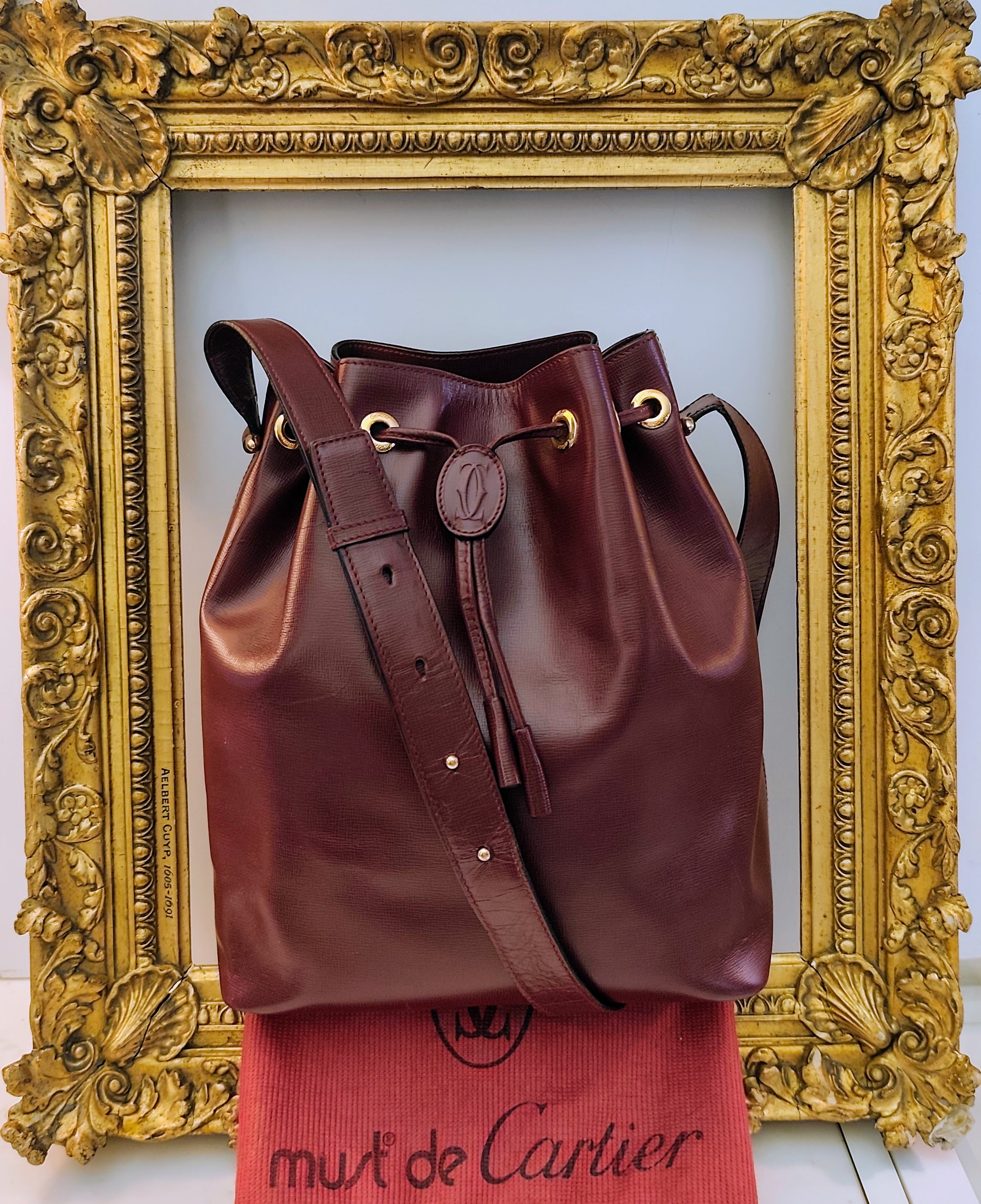 Cartier – Borsa Secchiello in Pelle Bordeaux