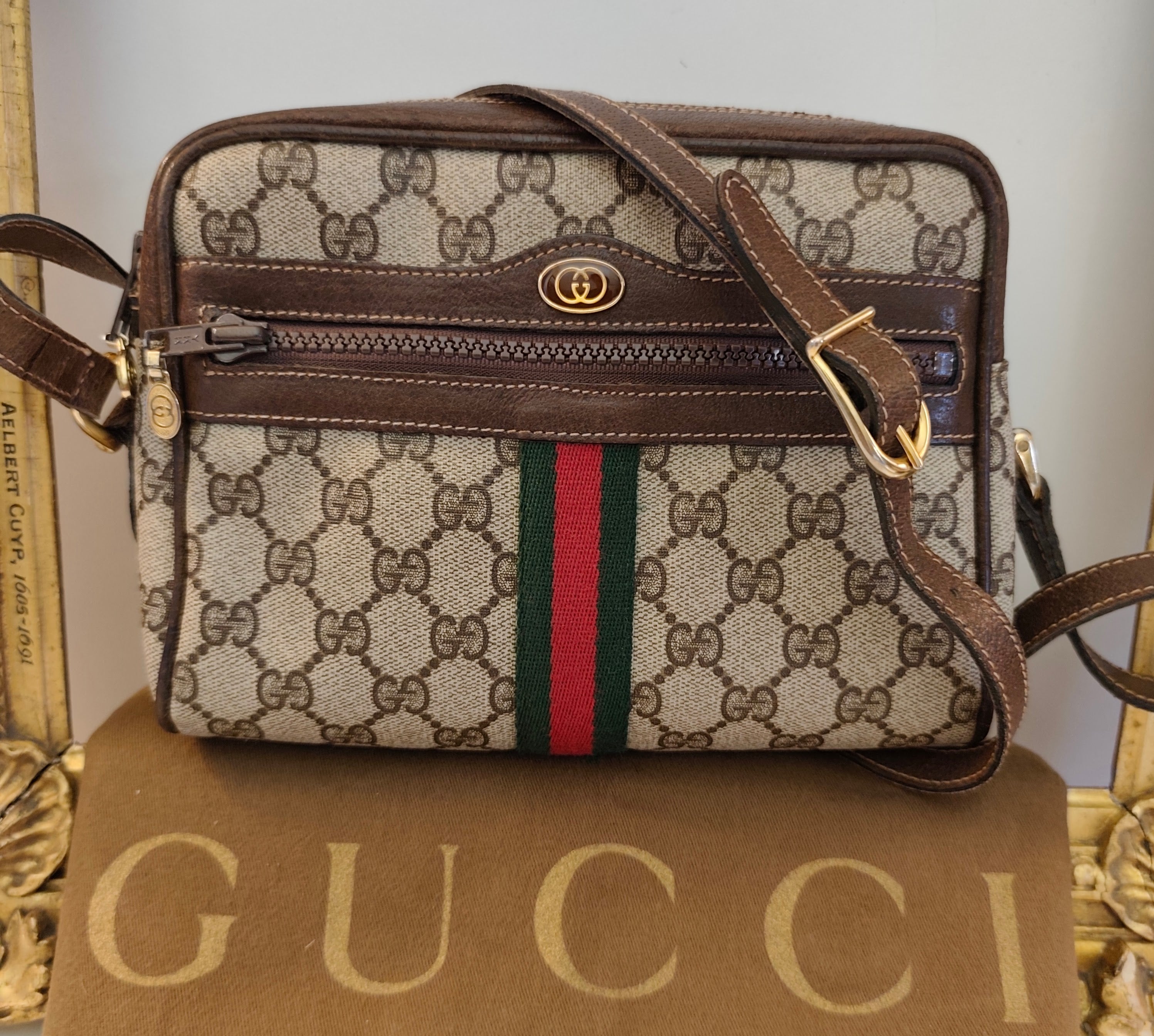 Gucci – Ophidia Camera Bag in Canvas GG con Inserti in Pelle Beige