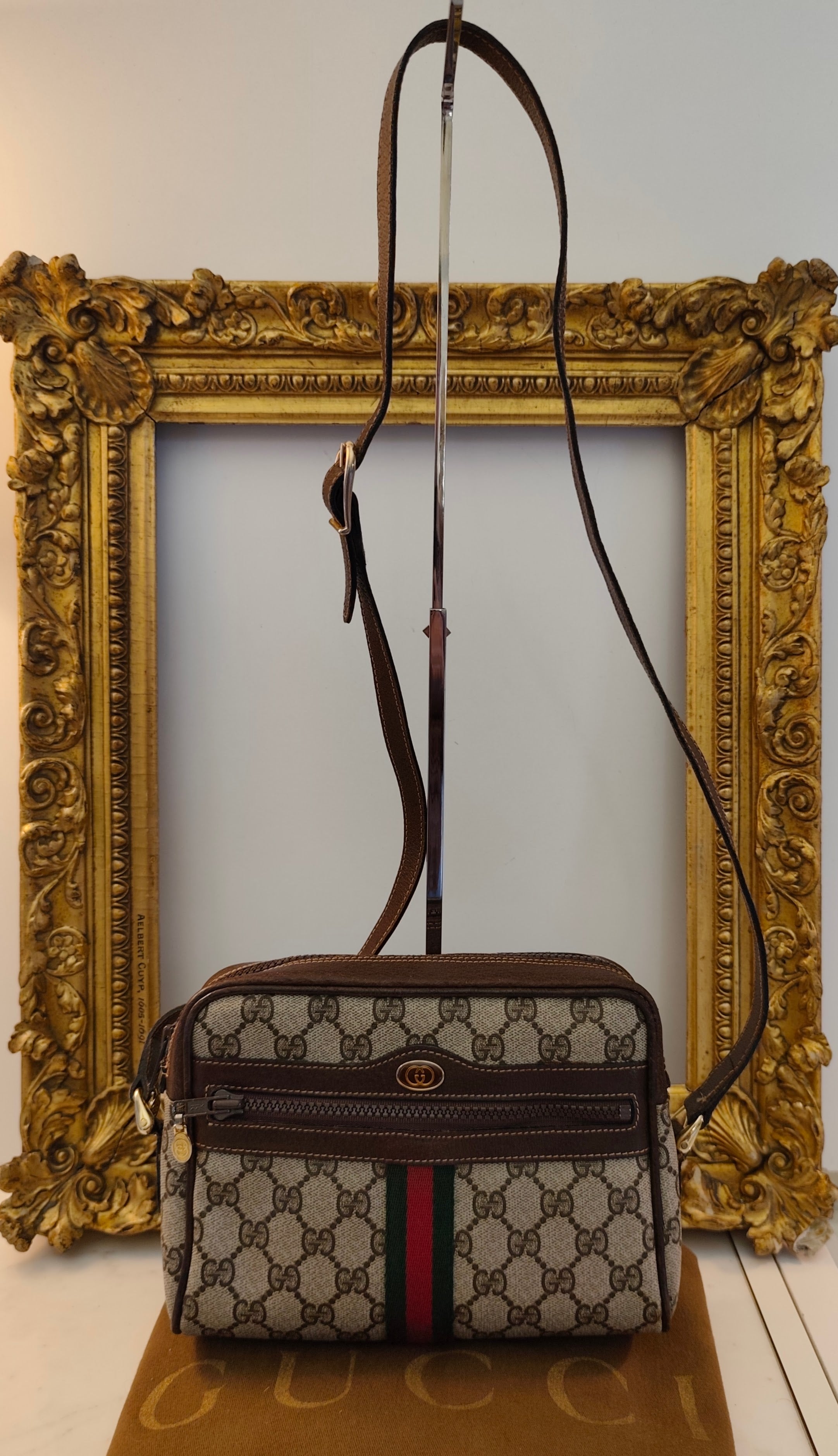 Gucci – Ophidia Camera Bag in Canvas GG con Inserti in Pelle Beige