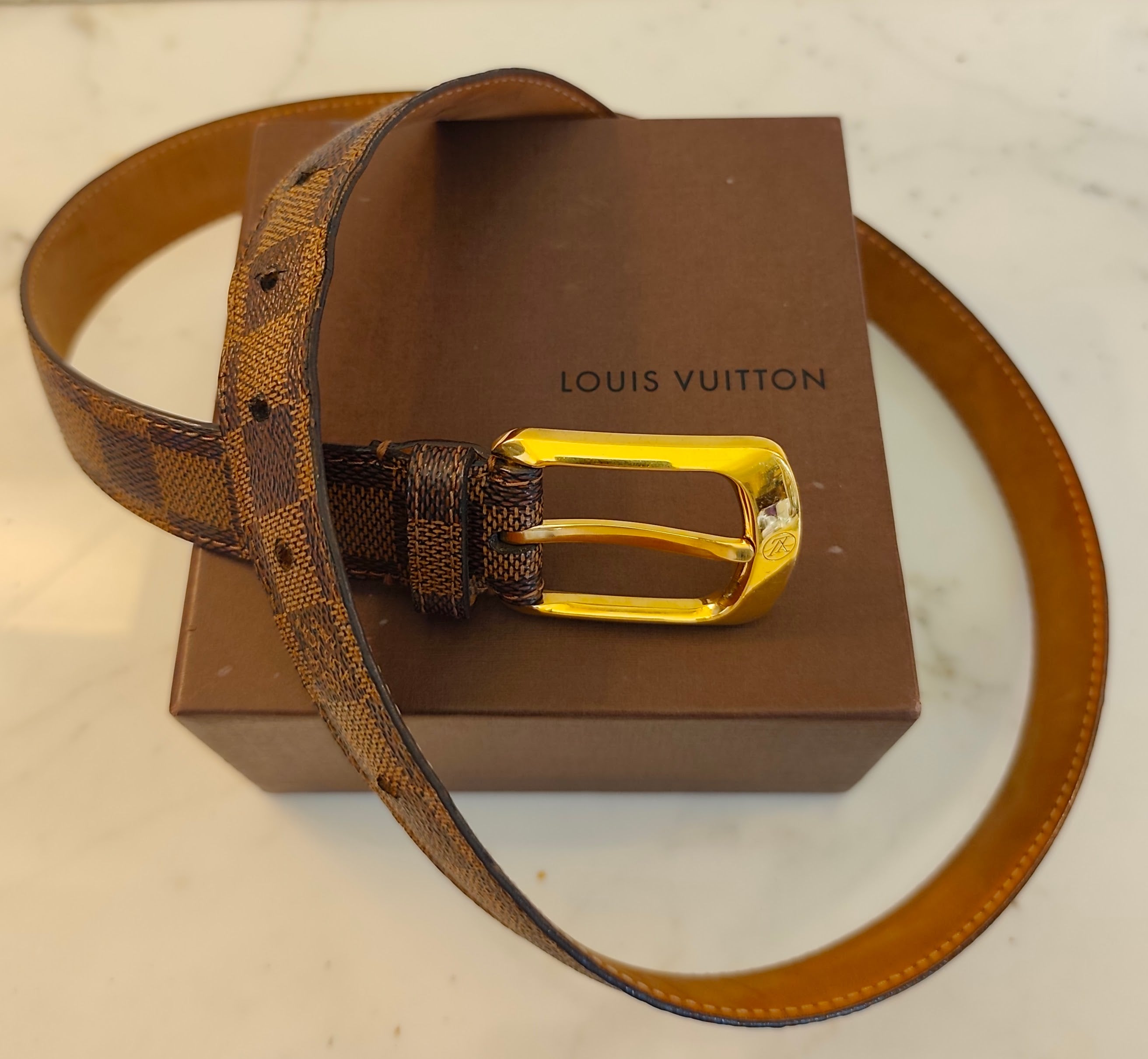 Louis Vuitton – Cintura Ellipse Unisex in Tela Damier Ebene